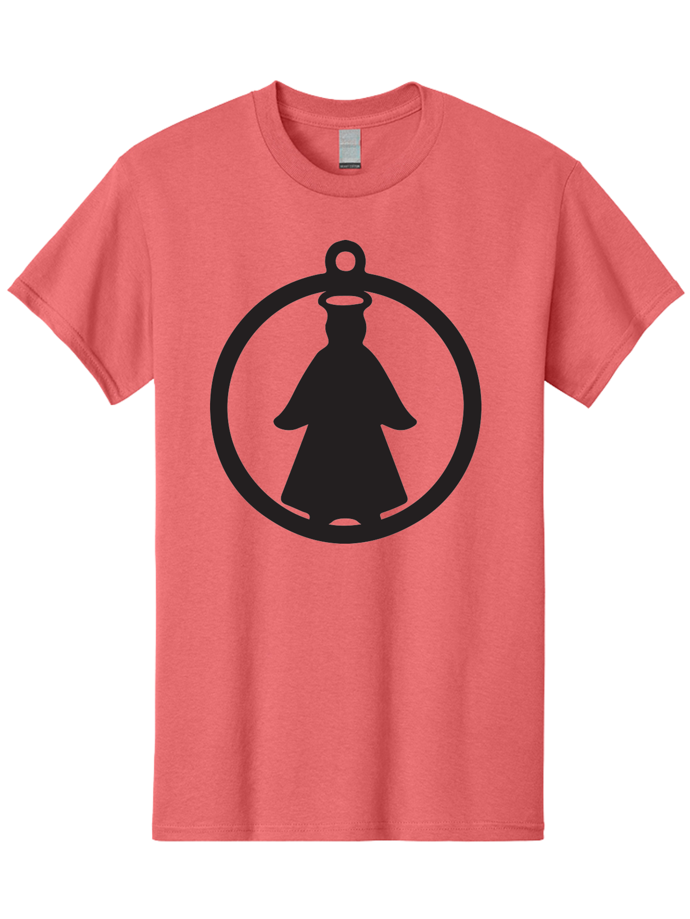 Angel-Pendant Men'S Graphic Tee, 100% Cotton, Comfortable Casual Summer Wear, Machine Washable, Angel Silhouette, Religious Symbol, Divine Presence, Spiritual Icon, Halo, Holy Figure, Religious Art, Sacred Imagery, Faith Symbol Aac474 1