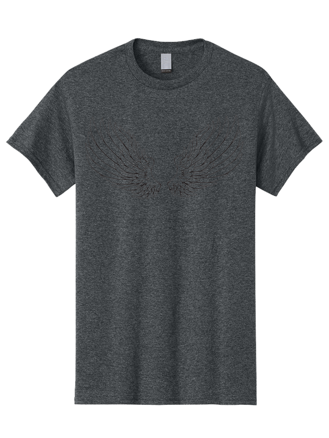 Angel-Wings-2 Men'S Graphic Tee, 100% Cotton, Comfortable Casual Summer Wear, Machine Washable, Angel Wings, Feathered Wings, Black Outline, Wing Design, Spiritual Symbol, Mystical Art, Fantasy Illustration, Winged Creature Aac477 23