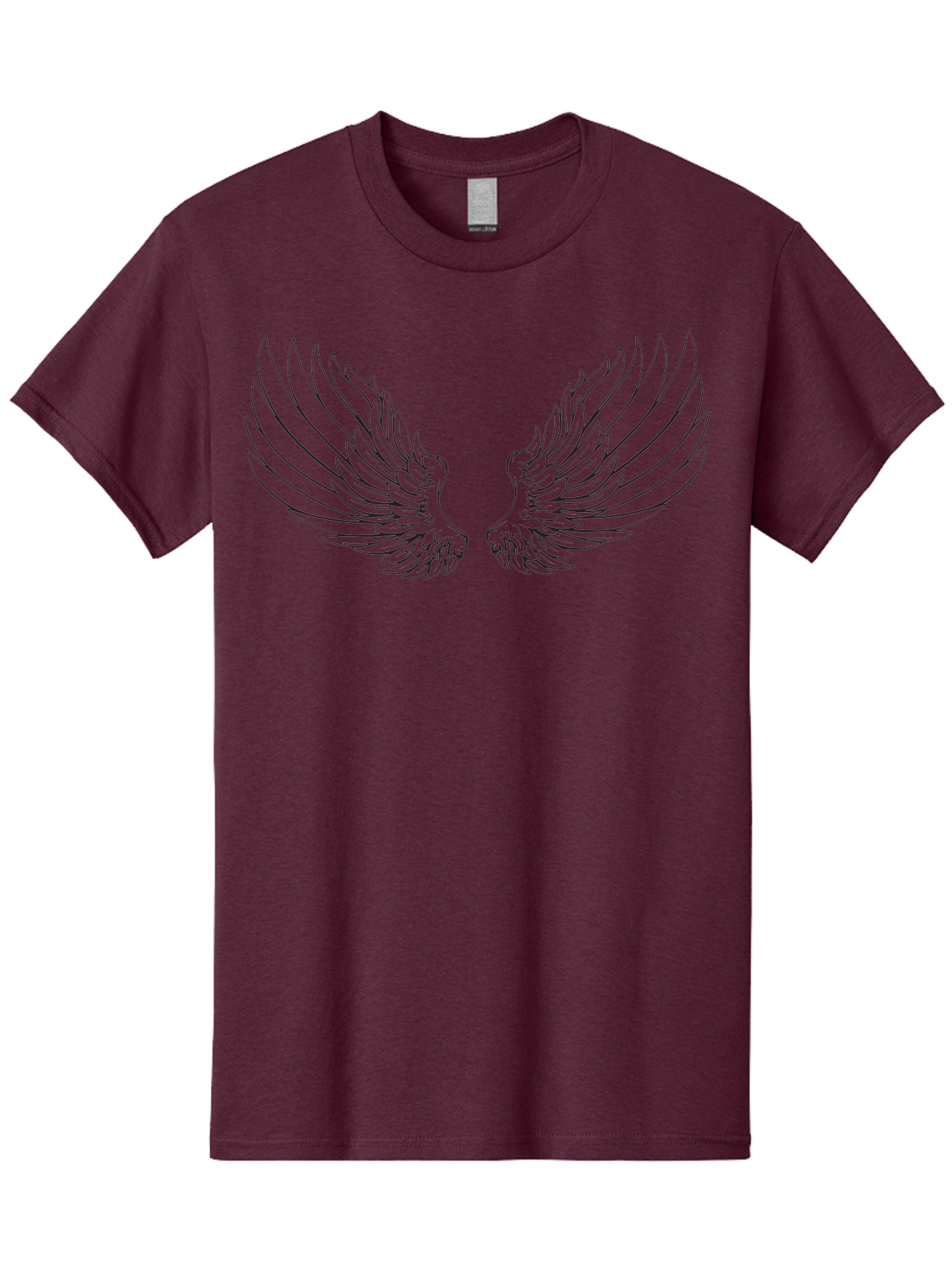 Angel-Wings-2 Men'S Graphic Tee, 100% Cotton, Comfortable Casual Summer Wear, Machine Washable, Angel Wings, Feathered Wings, Black Outline, Wing Design, Spiritual Symbol, Mystical Art, Fantasy Illustration, Winged Creature Aac477 25