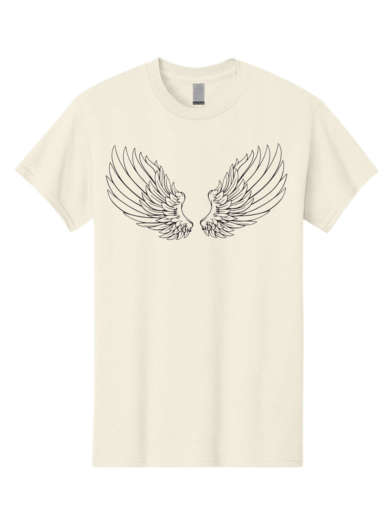Angel-Wings-2 Men'S Graphic Tee, 100% Cotton, Comfortable Casual Summer Wear, Machine Washable, Angel Wings, Feathered Wings, Black Outline, Wing Design, Spiritual Symbol, Mystical Art, Fantasy Illustration, Winged Creature Aac477 19
