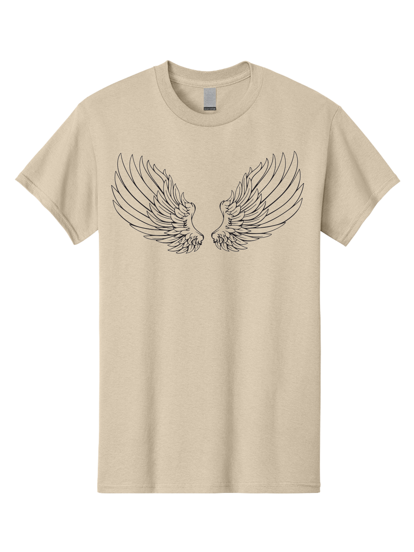 Angel-Wings-2 Men'S Graphic Tee, 100% Cotton, Comfortable Casual Summer Wear, Machine Washable, Angel Wings, Feathered Wings, Black Outline, Wing Design, Spiritual Symbol, Mystical Art, Fantasy Illustration, Winged Creature Aac477 21