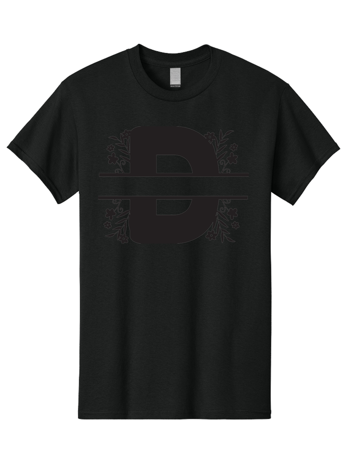 B-B-Floral-Design Men'S Graphic Tee, 100% Cotton, Comfortable Casual Summer Wear, Machine Washable, Letter B, Floral Design, Decorative Elements, Floral Patterns, Ornate Details, Black And Green, Bold Typography, Flower Motifs, Aac482 13