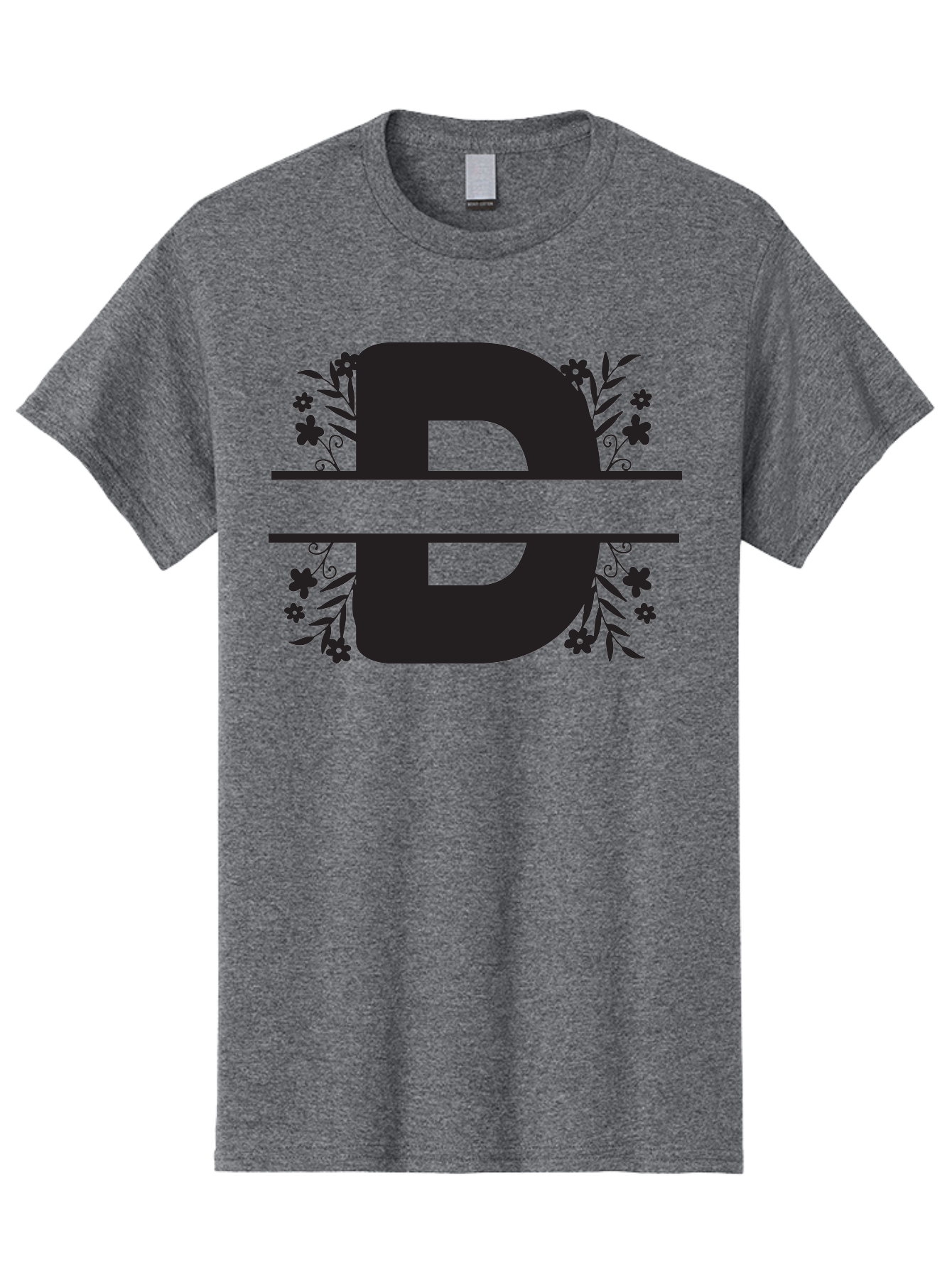 B-B-Floral-Design Men'S Graphic Tee, 100% Cotton, Comfortable Casual Summer Wear, Machine Washable, Letter B, Floral Design, Decorative Elements, Floral Patterns, Ornate Details, Black And Green, Bold Typography, Flower Motifs, Aac482 29