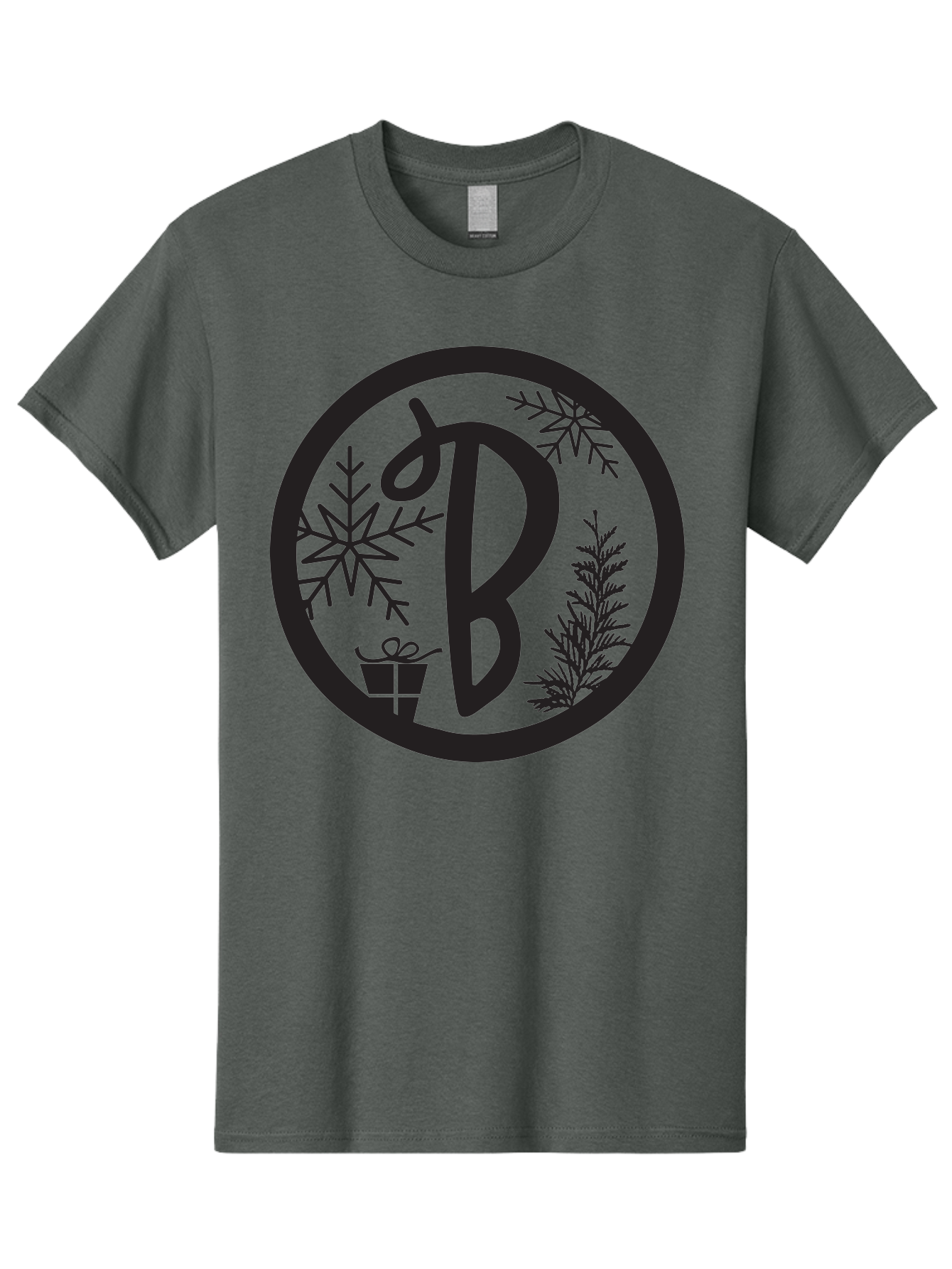 B Men'S Graphic Tee, 100% Cotton, Comfortable Casual Summer Wear, Machine Washable, Christmas Gift, Snowflake, Festive Decorations, Holly Leaves, Holiday Season, Winter Wonderland, Winter Holidays, Gift Box, Christmas Theme Aac484 25
