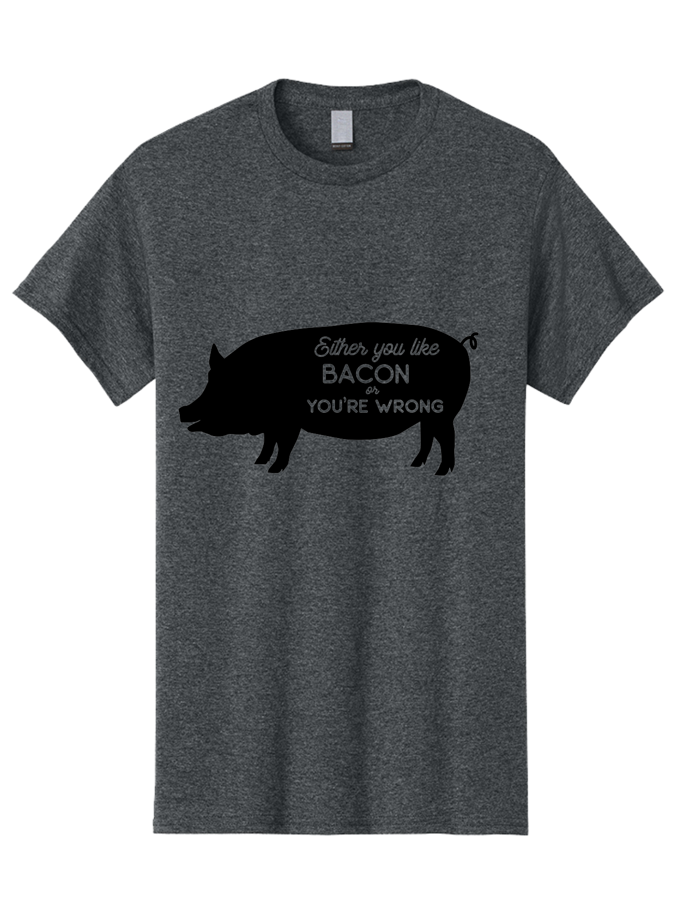 Bacon-Or-You-Re-Wrong Men'S Graphic Tee, 100% Cotton, Comfortable Casual Summer Wear, Machine Washable, Funny Quote, Bacon Lover, Pig Silhouette, Humorous Saying, Foodie Humor, Quote About Bacon, Bacon Enthusiast, Quirky Design, Aac485 17