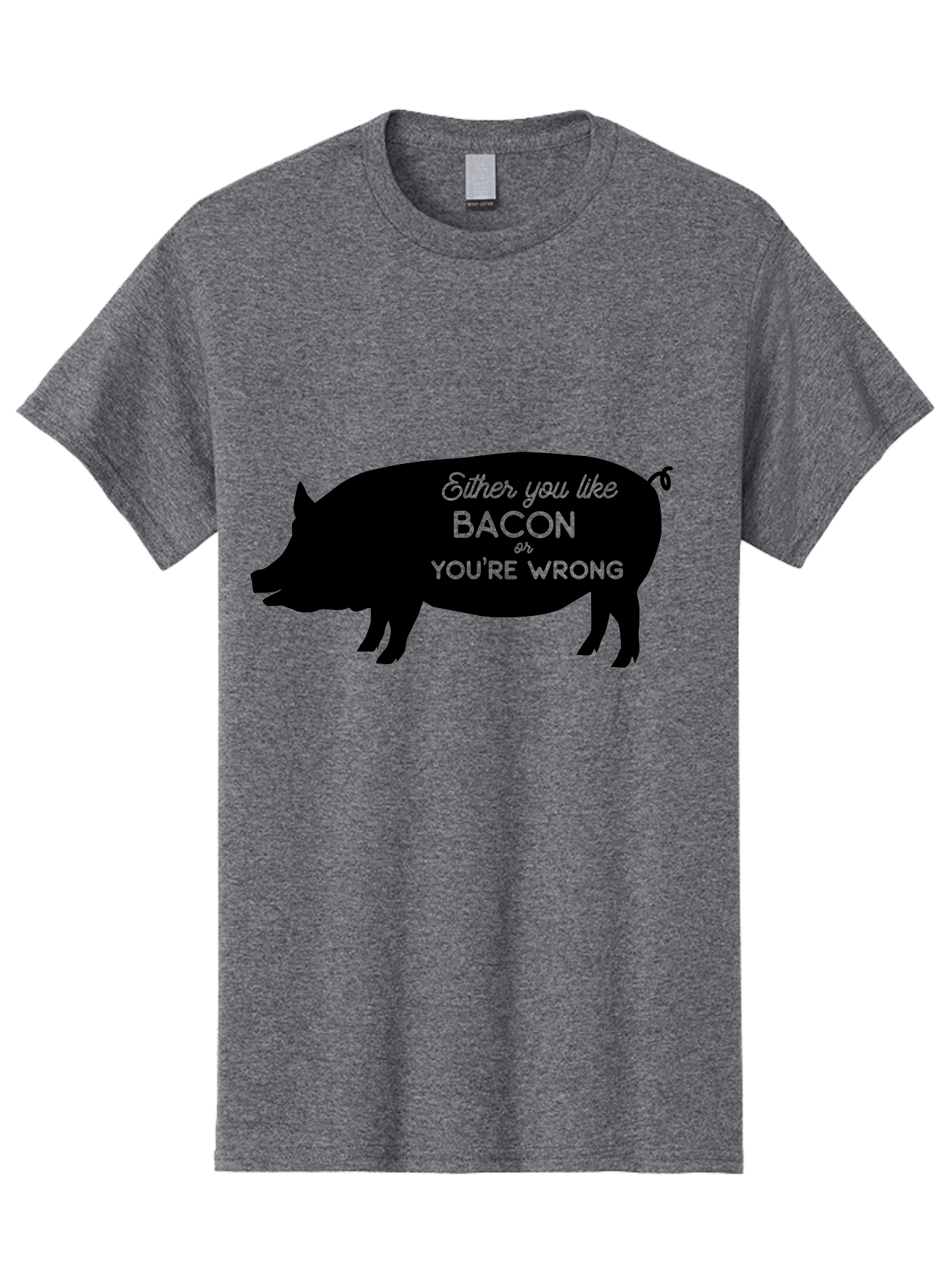 Bacon-Or-You-Re-Wrong Men'S Graphic Tee, 100% Cotton, Comfortable Casual Summer Wear, Machine Washable, Funny Quote, Bacon Lover, Pig Silhouette, Humorous Saying, Foodie Humor, Quote About Bacon, Bacon Enthusiast, Quirky Design, Aac485 1