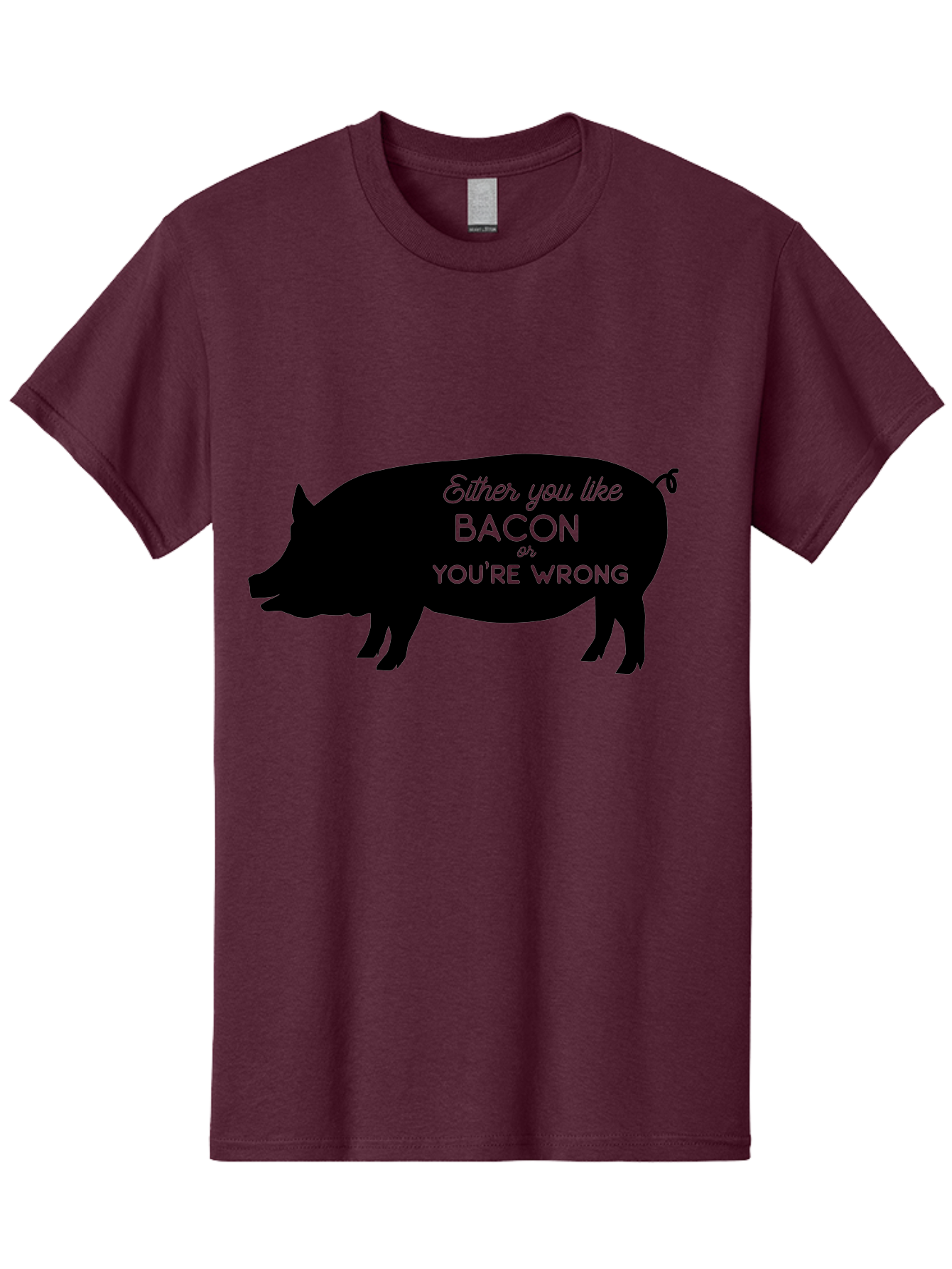 Bacon-Or-You-Re-Wrong Men'S Graphic Tee, 100% Cotton, Comfortable Casual Summer Wear, Machine Washable, Funny Quote, Bacon Lover, Pig Silhouette, Humorous Saying, Foodie Humor, Quote About Bacon, Bacon Enthusiast, Quirky Design, Aac485 21