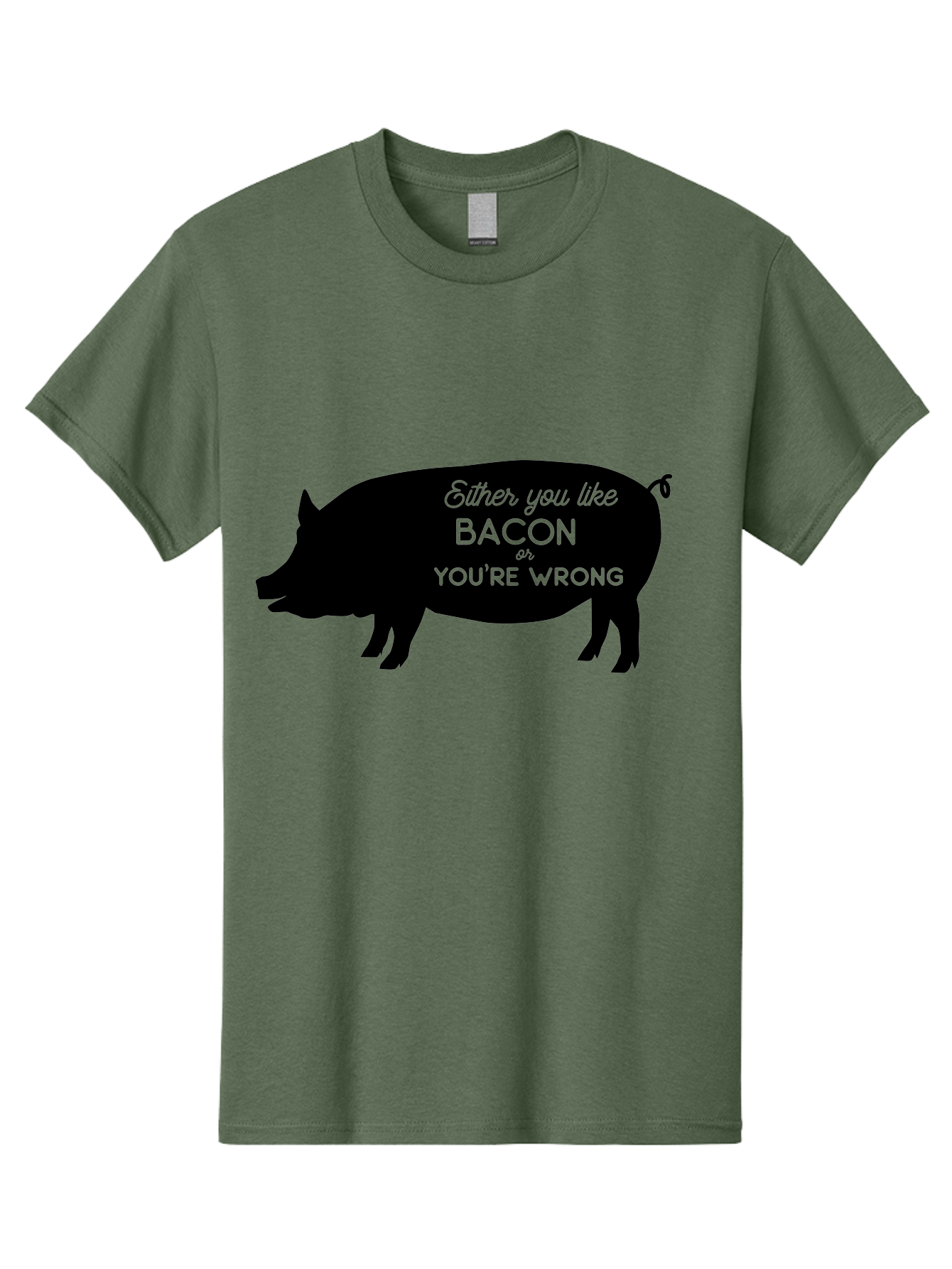 Bacon-Or-You-Re-Wrong Men'S Graphic Tee, 100% Cotton, Comfortable Casual Summer Wear, Machine Washable, Funny Quote, Bacon Lover, Pig Silhouette, Humorous Saying, Foodie Humor, Quote About Bacon, Bacon Enthusiast, Quirky Design, Aac485 13