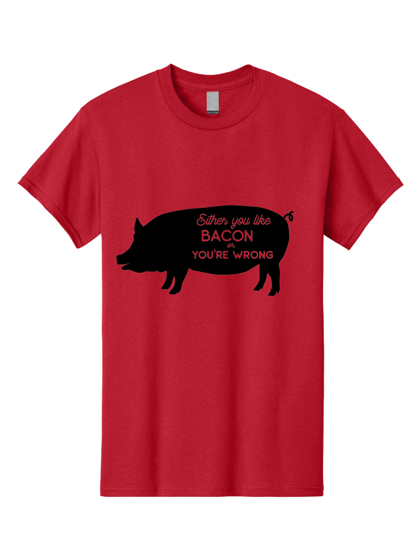 Bacon-Or-You-Re-Wrong Men'S Graphic Tee, 100% Cotton, Comfortable Casual Summer Wear, Machine Washable, Funny Quote, Bacon Lover, Pig Silhouette, Humorous Saying, Foodie Humor, Quote About Bacon, Bacon Enthusiast, Quirky Design, Aac485 15