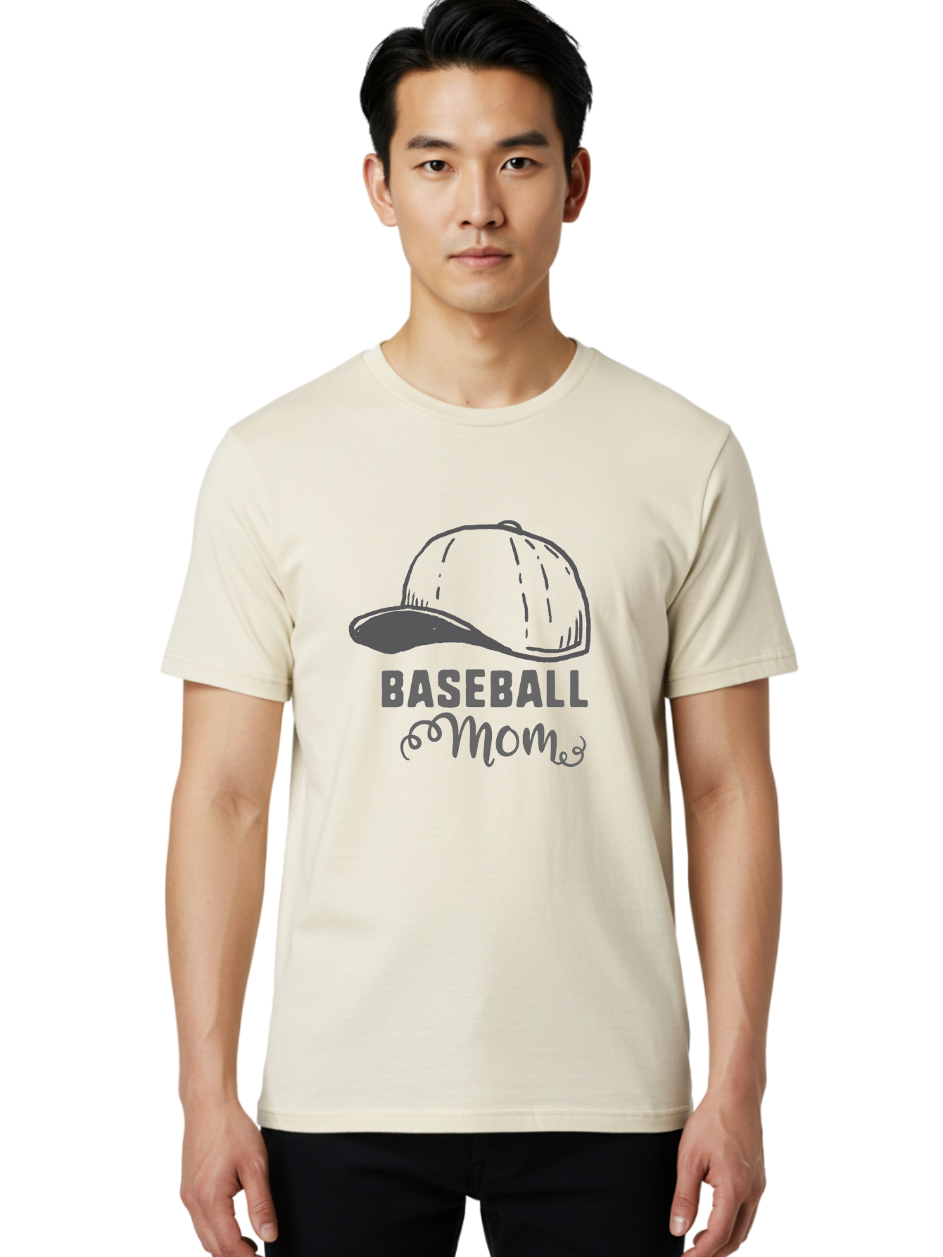 Baseball-Mom Men'S Graphic Tee, 100% Cotton, Comfortable Casual Summer Wear, Machine Washable, Baseball Mom, Mother'S Day Gift, Sports Mom, Baseball Hat, Mom'S Day Idea, Youth Baseball, Purple Text, Gray Hat, Sports Apparel Aac488 20