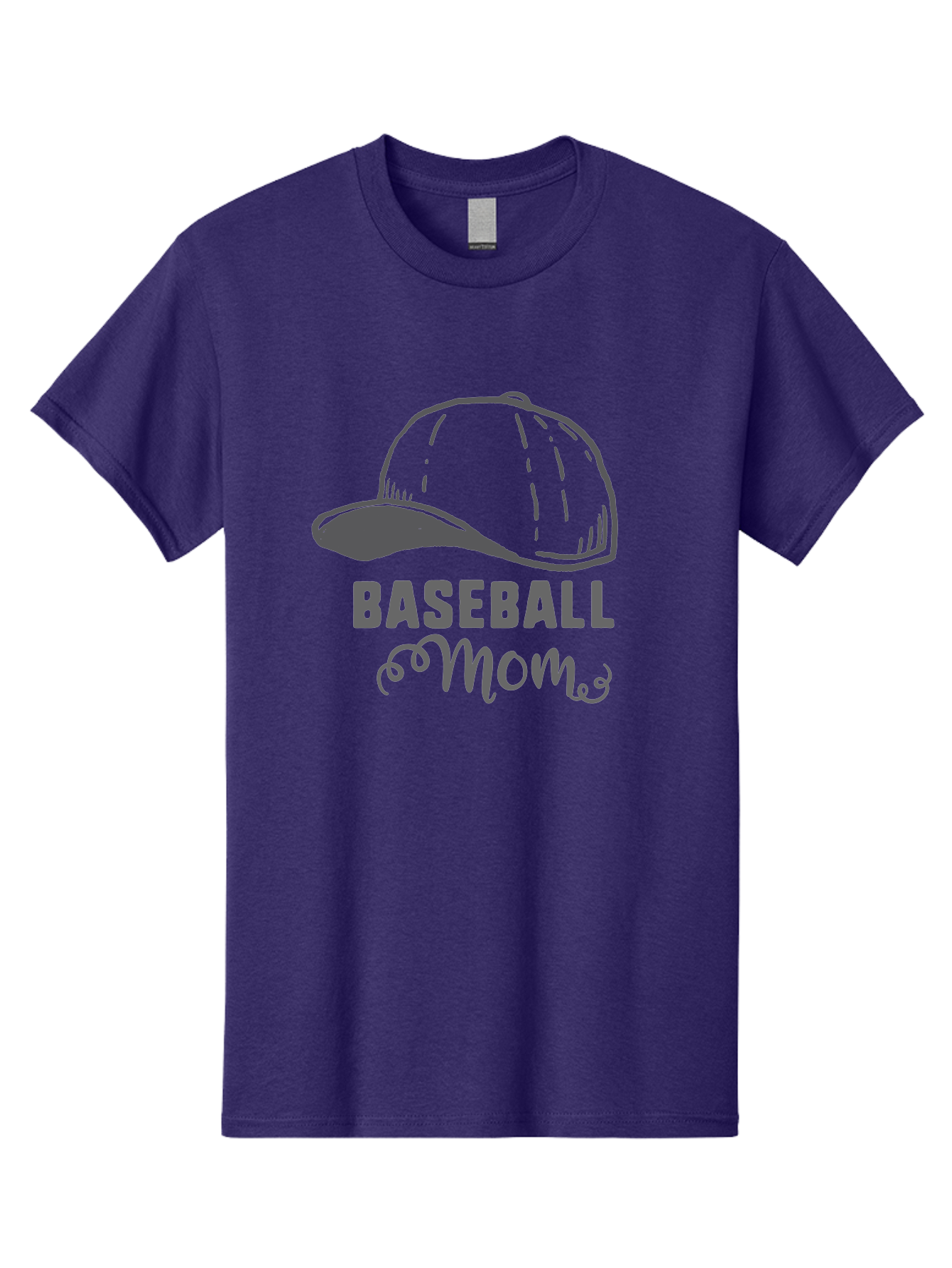 Baseball-Mom Men'S Graphic Tee, 100% Cotton, Comfortable Casual Summer Wear, Machine Washable, Baseball Mom, Mother'S Day Gift, Sports Mom, Baseball Hat, Mom'S Day Idea, Youth Baseball, Purple Text, Gray Hat, Sports Apparel Aac488 29