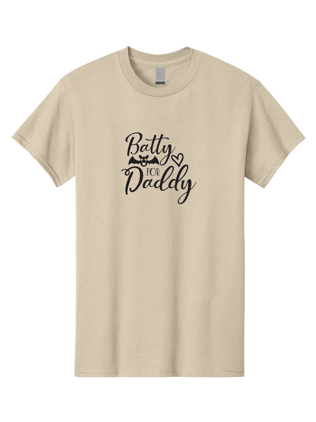 Batty-For-Daddy Men'S Graphic Tee, 100% Cotton, Comfortable Casual Summer Wear, Machine Washable, Batty For Daddy, Halloween Theme, Father'S Day Gift, Bat Design, Heart Symbol, Cursive Text, Love Message Aac490 3