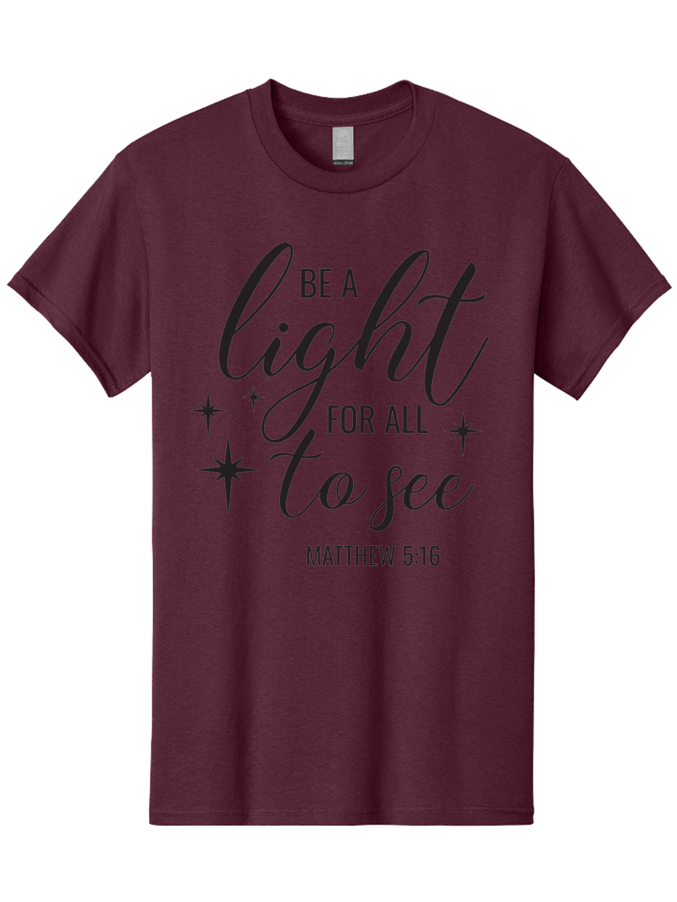 Be-A-Light-For-All-To-See Men'S Graphic Tee, 100% Cotton, Comfortable Casual Summer Wear, Machine Washable, Inspirational Quote, Biblical Verse, Matthew 5:16, Motivational Message, Be A Light, Positivity, Faith, Spirituality, Guidance, Aac493 17