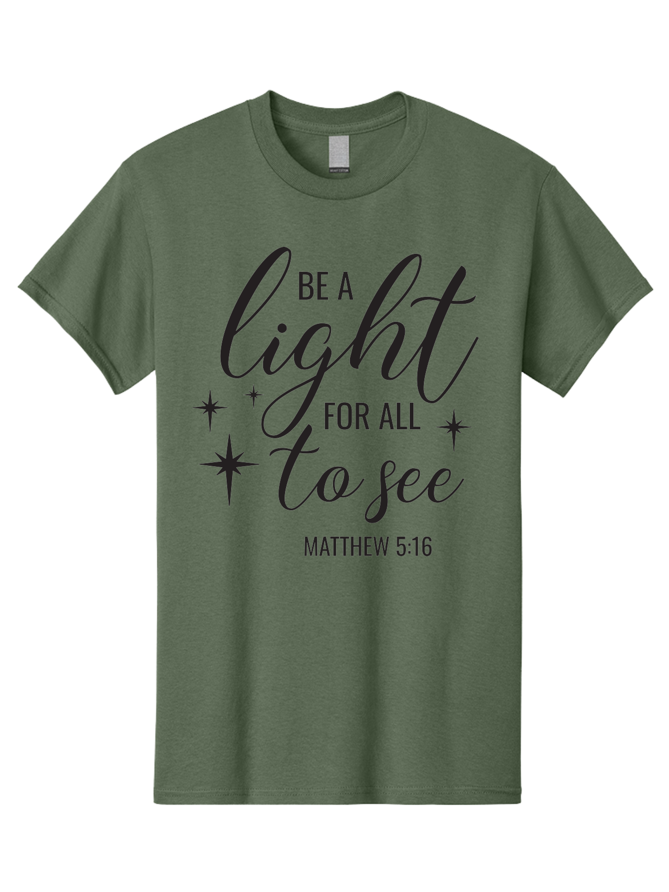 Be-A-Light-For-All-To-See Men'S Graphic Tee, 100% Cotton, Comfortable Casual Summer Wear, Machine Washable, Inspirational Quote, Biblical Verse, Matthew 5:16, Motivational Message, Be A Light, Positivity, Faith, Spirituality, Guidance, Aac493 9