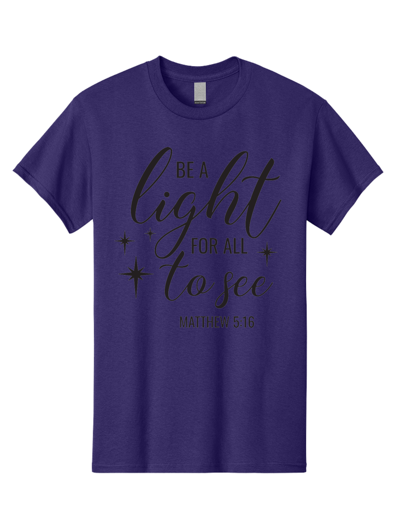 Be-A-Light-For-All-To-See Men'S Graphic Tee, 100% Cotton, Comfortable Casual Summer Wear, Machine Washable, Inspirational Quote, Biblical Verse, Matthew 5:16, Motivational Message, Be A Light, Positivity, Faith, Spirituality, Guidance, Aac493 3