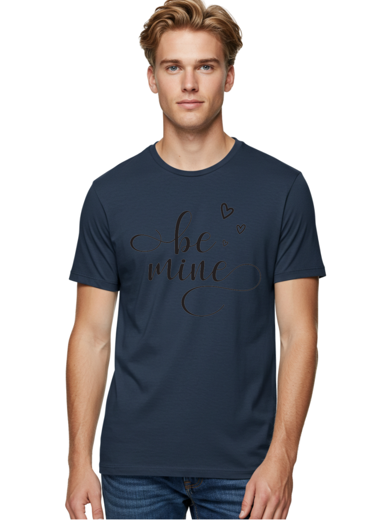 Be-Mine Men'S Graphic Tee, 100% Cotton, Comfortable Casual Summer Wear, Machine Washable, Love Message, Valentines Day Card, Romantic Quote, Cursive Text, Heart Symbols, Love Hearts, Sweetheart, Valentines Day Gift Aac497 8