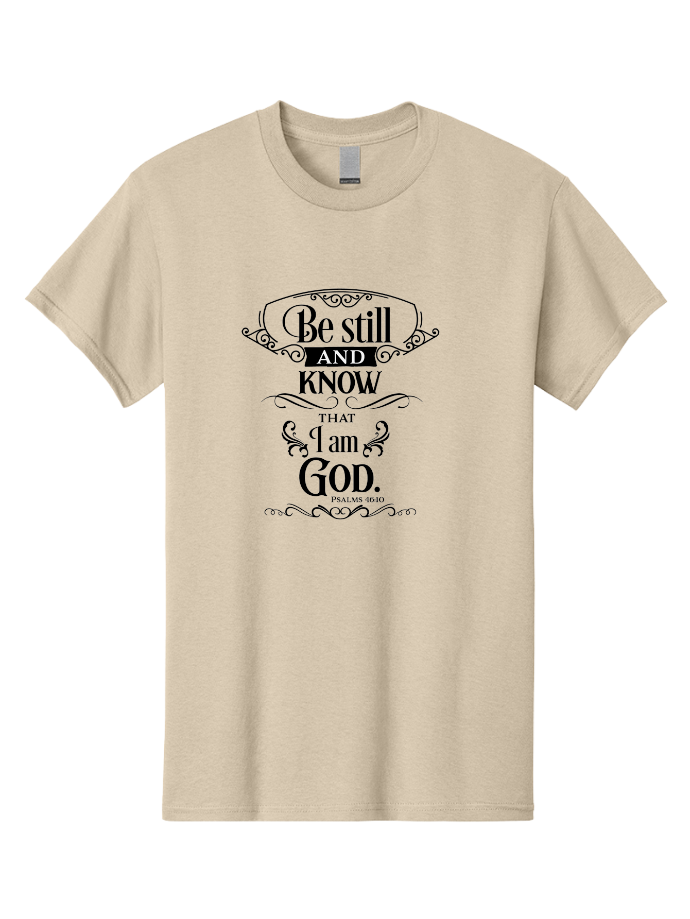 Be-Still-And-Know-That-I-Am-God Men'S Graphic Tee, 100% Cotton, Comfortable Casual Summer Wear, Machine Washable, Inspirational Quote, Bible Verse, Psalms 46:10, Motivational Words, Faith-Based Art, Spiritual Message, Stillness, Aac500 27