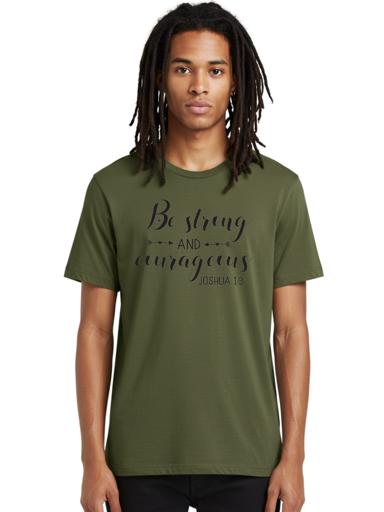 Be-Strong-And-Courageous Men'S Graphic Tee, 100% Cotton, Comfortable Casual Summer Wear, Machine Washable, Inspirational Quote, Motivational Words, Biblical Phrase, Joshua 1:9, Be Strong, Be Courageous, Arrow Symbols, Scripture Art, Aac501 12