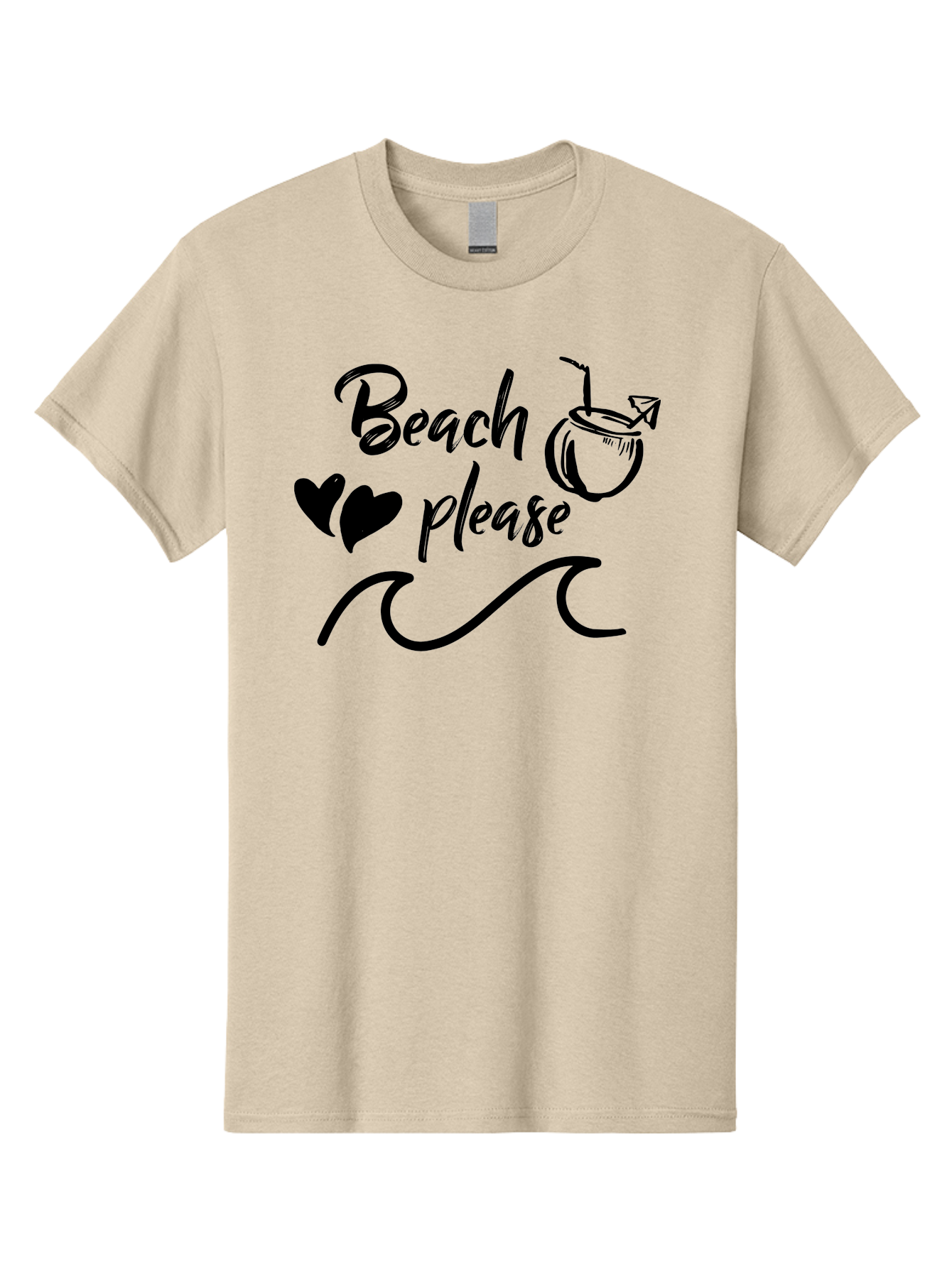 Beach-Please Men'S Graphic Tee, 100% Cotton, Comfortable Casual Summer Wear, Machine Washable, Beach Vibes, Summer Getaway, Tropical Paradise, Coconut Drink, Ocean Waves, Wavy Line Art, Black Hearts, Beachy Feel, Vacation Mode Aac503 19