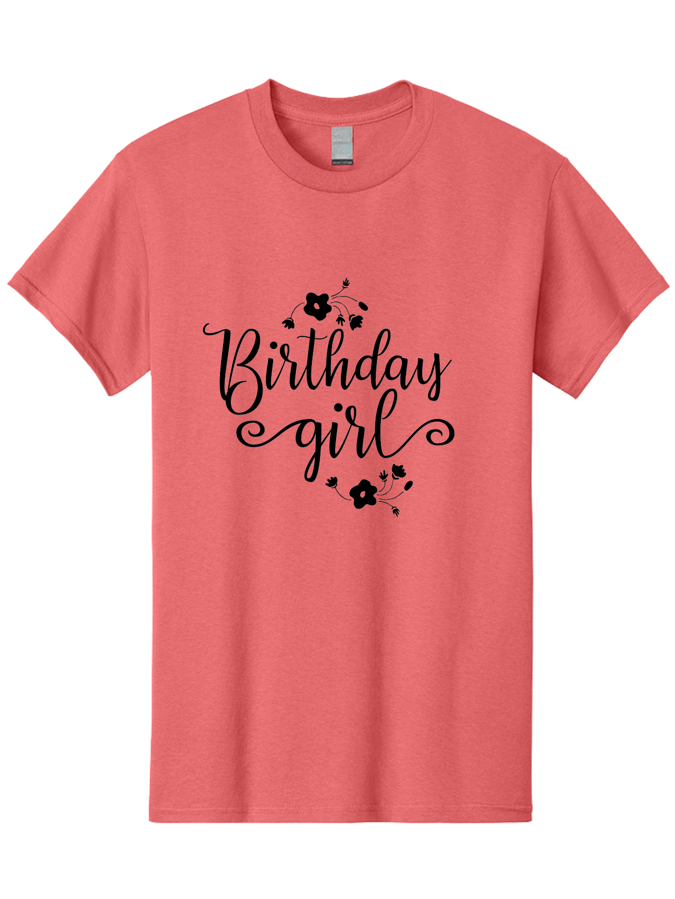Birthday-Girl Men'S Graphic Tee, 100% Cotton, Comfortable Casual Summer Wear, Machine Washable, Birthday Girl, Black Lettering, Floral Design, Celebratory Theme, Elegant Typography, Special Occasion, Flowers, Birthday Wishes Aac515 1