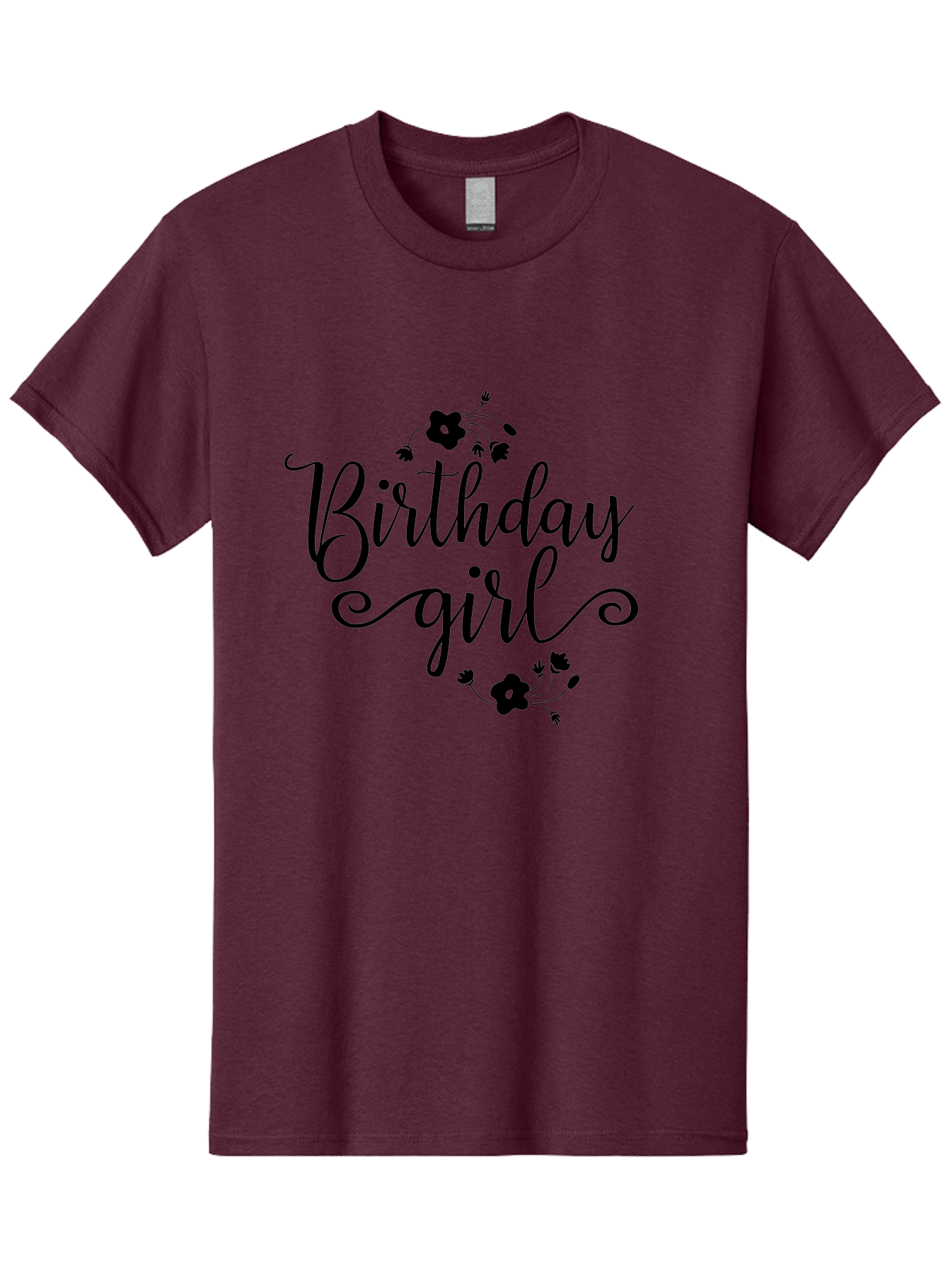 Birthday-Girl Men'S Graphic Tee, 100% Cotton, Comfortable Casual Summer Wear, Machine Washable, Birthday Girl, Black Lettering, Floral Design, Celebratory Theme, Elegant Typography, Special Occasion, Flowers, Birthday Wishes Aac515 9