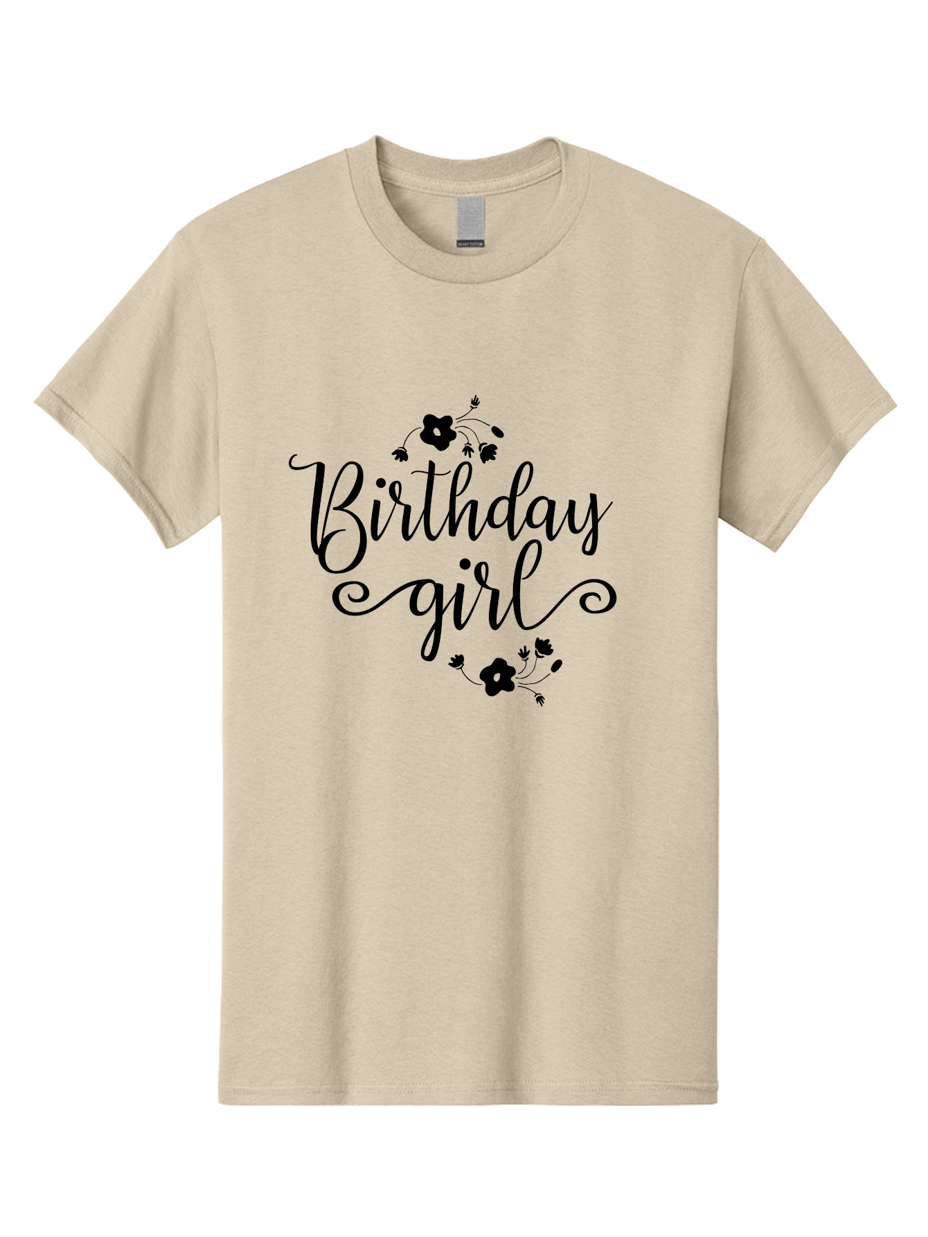 Birthday-Girl Men'S Graphic Tee, 100% Cotton, Comfortable Casual Summer Wear, Machine Washable, Birthday Girl, Black Lettering, Floral Design, Celebratory Theme, Elegant Typography, Special Occasion, Flowers, Birthday Wishes Aac515 15