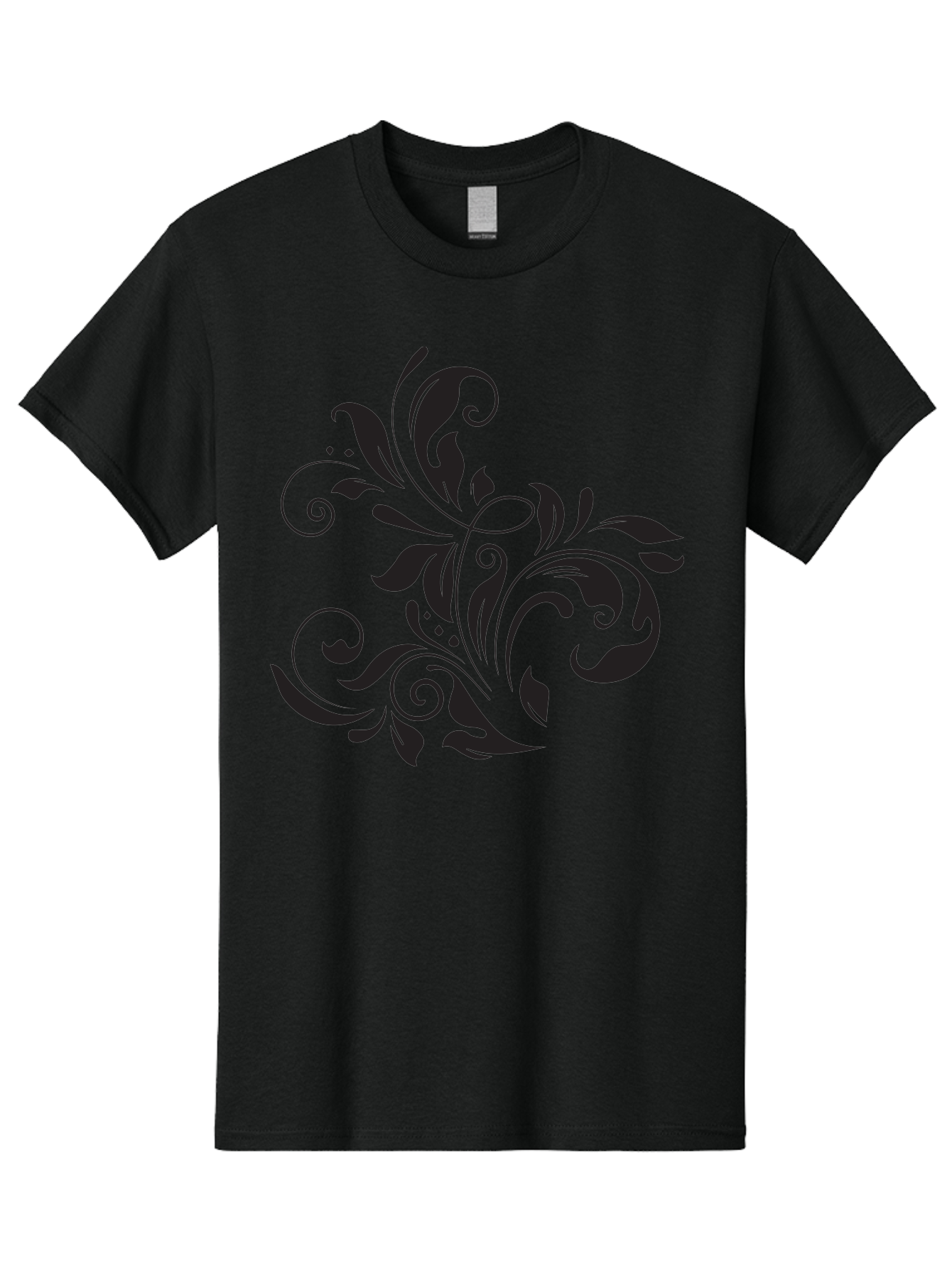 Black-Floral-Pattern Men'S Graphic Tee, 100% Cotton, Comfortable Casual Summer Wear, Machine Washable, Black Floral Pattern, Swirling Leaves, Ornate Design, Decorative Elements, Intricate Details, Elegant Graphics Aac519 13