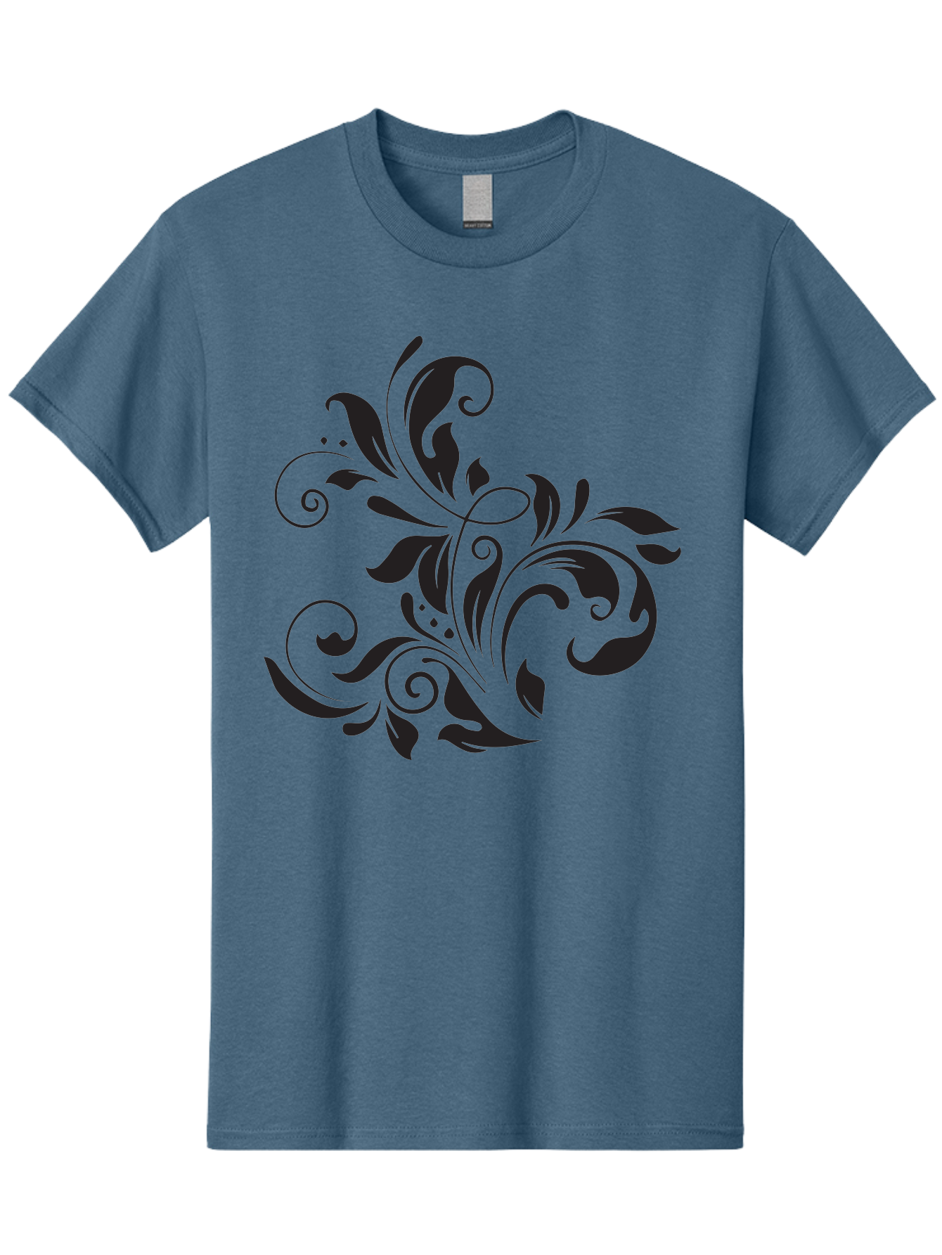 Black-Floral-Pattern Men'S Graphic Tee, 100% Cotton, Comfortable Casual Summer Wear, Machine Washable, Black Floral Pattern, Swirling Leaves, Ornate Design, Decorative Elements, Intricate Details, Elegant Graphics Aac519 29