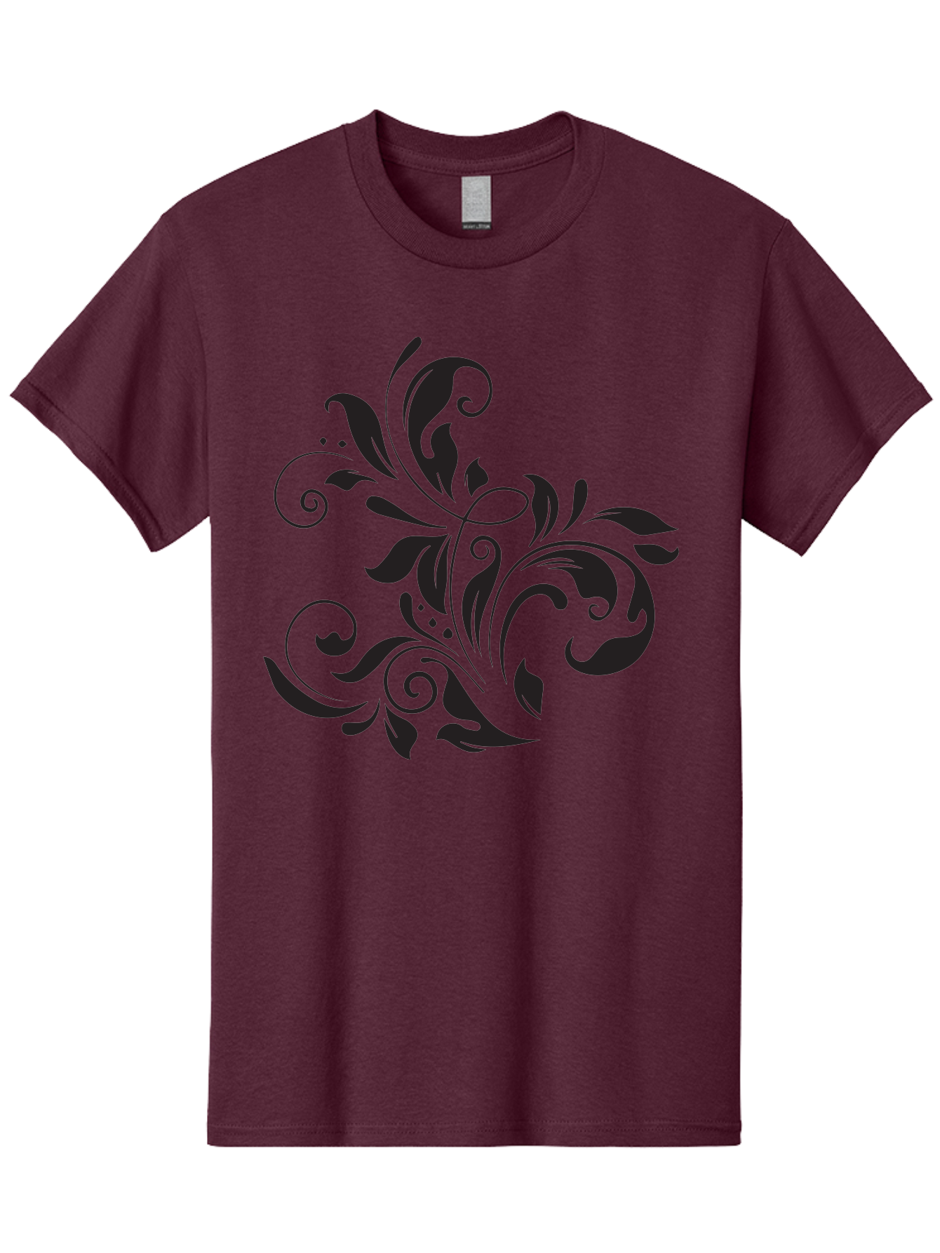 Black-Floral-Pattern Men'S Graphic Tee, 100% Cotton, Comfortable Casual Summer Wear, Machine Washable, Black Floral Pattern, Swirling Leaves, Ornate Design, Decorative Elements, Intricate Details, Elegant Graphics Aac519 5