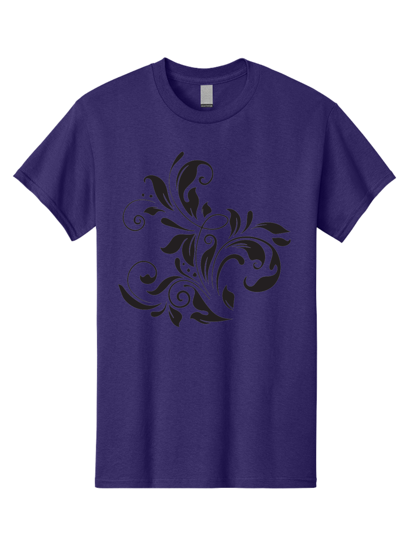 Black-Floral-Pattern Men'S Graphic Tee, 100% Cotton, Comfortable Casual Summer Wear, Machine Washable, Black Floral Pattern, Swirling Leaves, Ornate Design, Decorative Elements, Intricate Details, Elegant Graphics Aac519 17