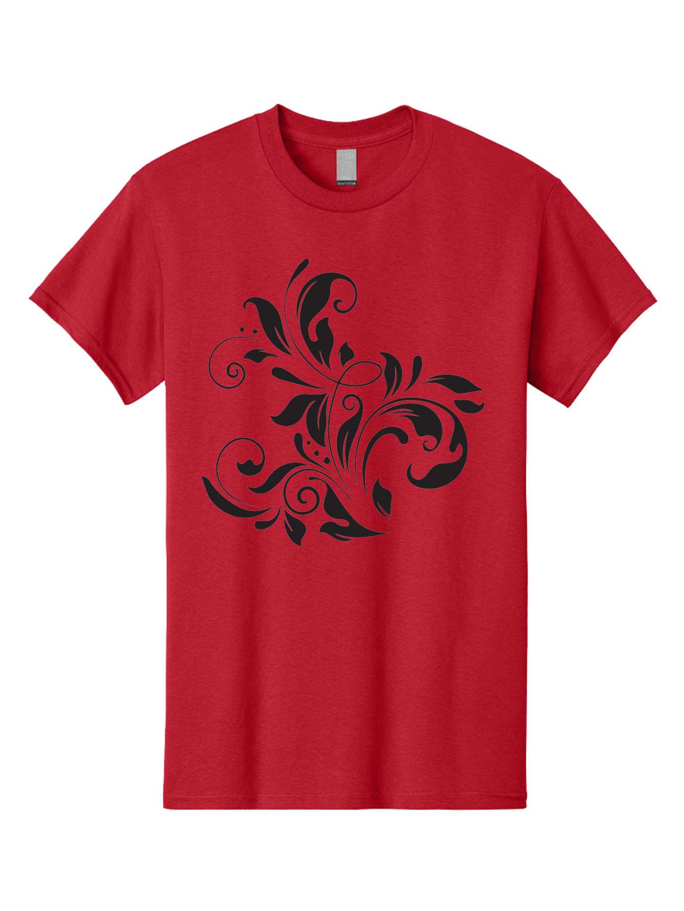 Black-Floral-Pattern Men'S Graphic Tee, 100% Cotton, Comfortable Casual Summer Wear, Machine Washable, Black Floral Pattern, Swirling Leaves, Ornate Design, Decorative Elements, Intricate Details, Elegant Graphics Aac519 19