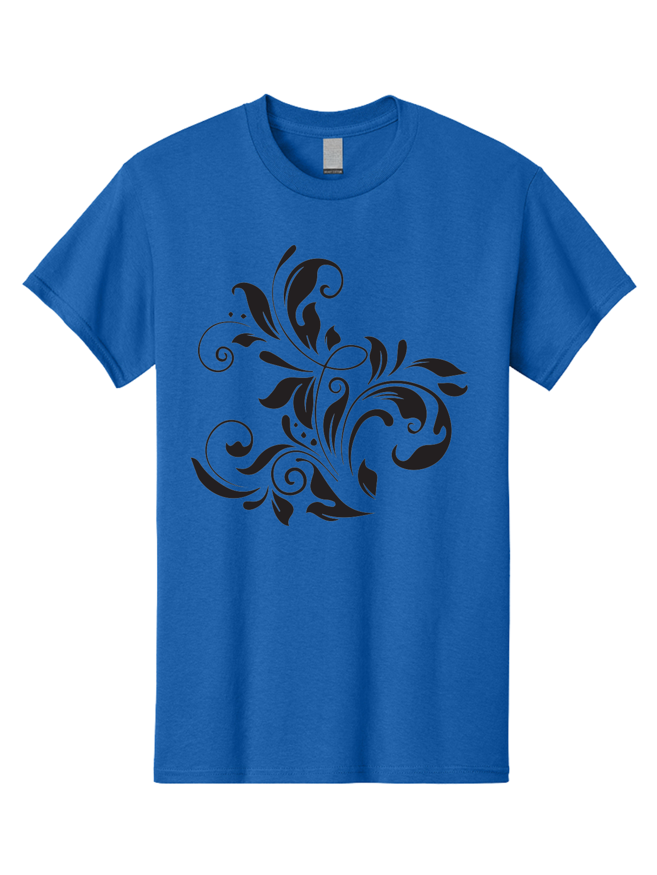 Black-Floral-Pattern Men'S Graphic Tee, 100% Cotton, Comfortable Casual Summer Wear, Machine Washable, Black Floral Pattern, Swirling Leaves, Ornate Design, Decorative Elements, Intricate Details, Elegant Graphics Aac519 3