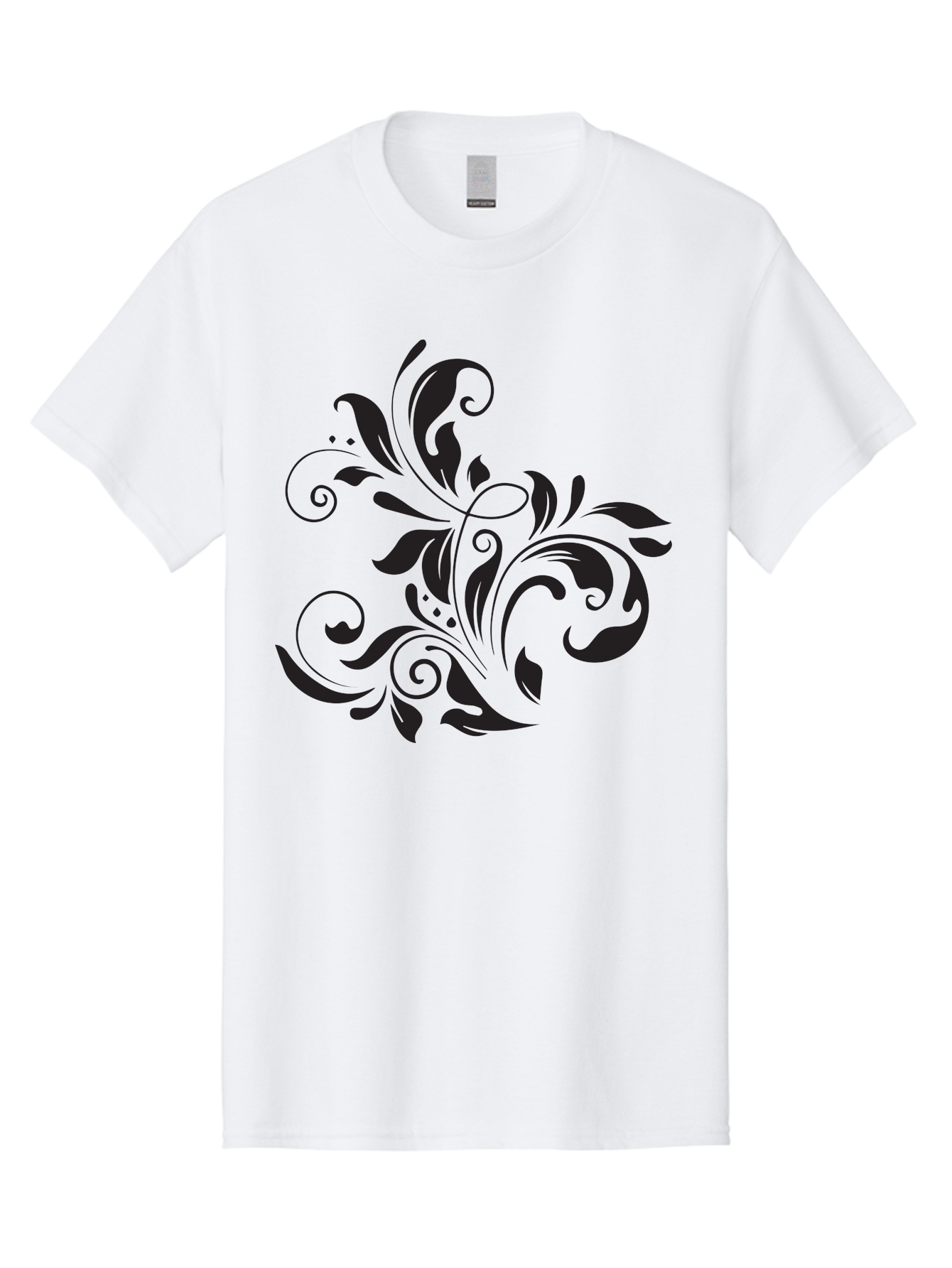 Black-Floral-Pattern Men'S Graphic Tee, 100% Cotton, Comfortable Casual Summer Wear, Machine Washable, Black Floral Pattern, Swirling Leaves, Ornate Design, Decorative Elements, Intricate Details, Elegant Graphics Aac519 27