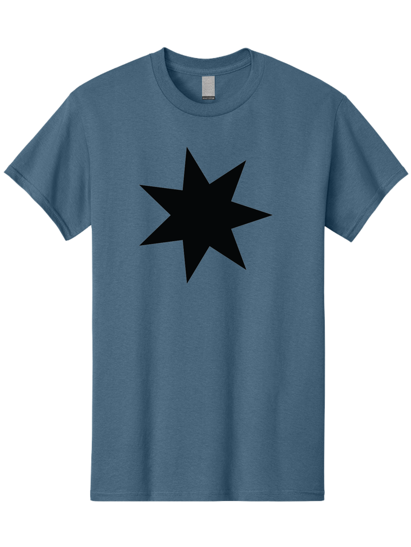Black-Star-1 Men'S Graphic Tee, 100% Cotton, Comfortable Casual Summer Wear, Machine Washable, Eight Pointed Star, Black Star, Star Graphic, Bold Shape, Geometric Design, Symmetrical Pattern, Star Symbol Aac521 17