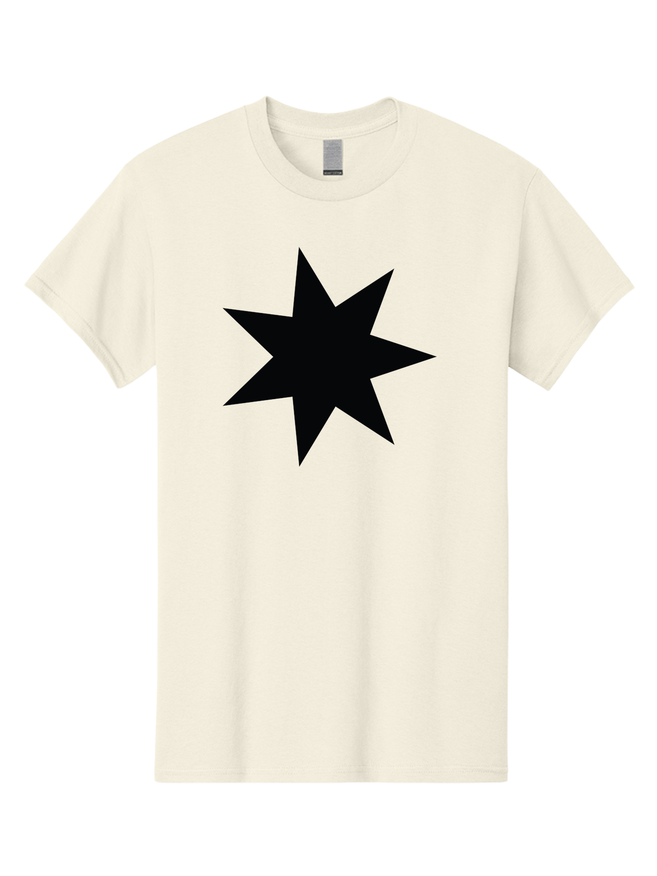 Black-Star-1 Men'S Graphic Tee, 100% Cotton, Comfortable Casual Summer Wear, Machine Washable, Eight Pointed Star, Black Star, Star Graphic, Bold Shape, Geometric Design, Symmetrical Pattern, Star Symbol Aac521 25