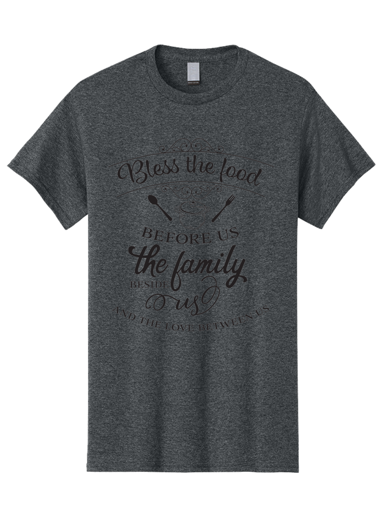 Bless-The-Food Men'S Graphic Tee, 100% Cotton, Comfortable Casual Summer Wear, Machine Washable, Family Dinner Quote, Blessing Before Meal, Gratitude, Love, Family Bonding, Kitchen Decor, Inspirational Quote, Cooking Together, Dinner Time, Aac523 5