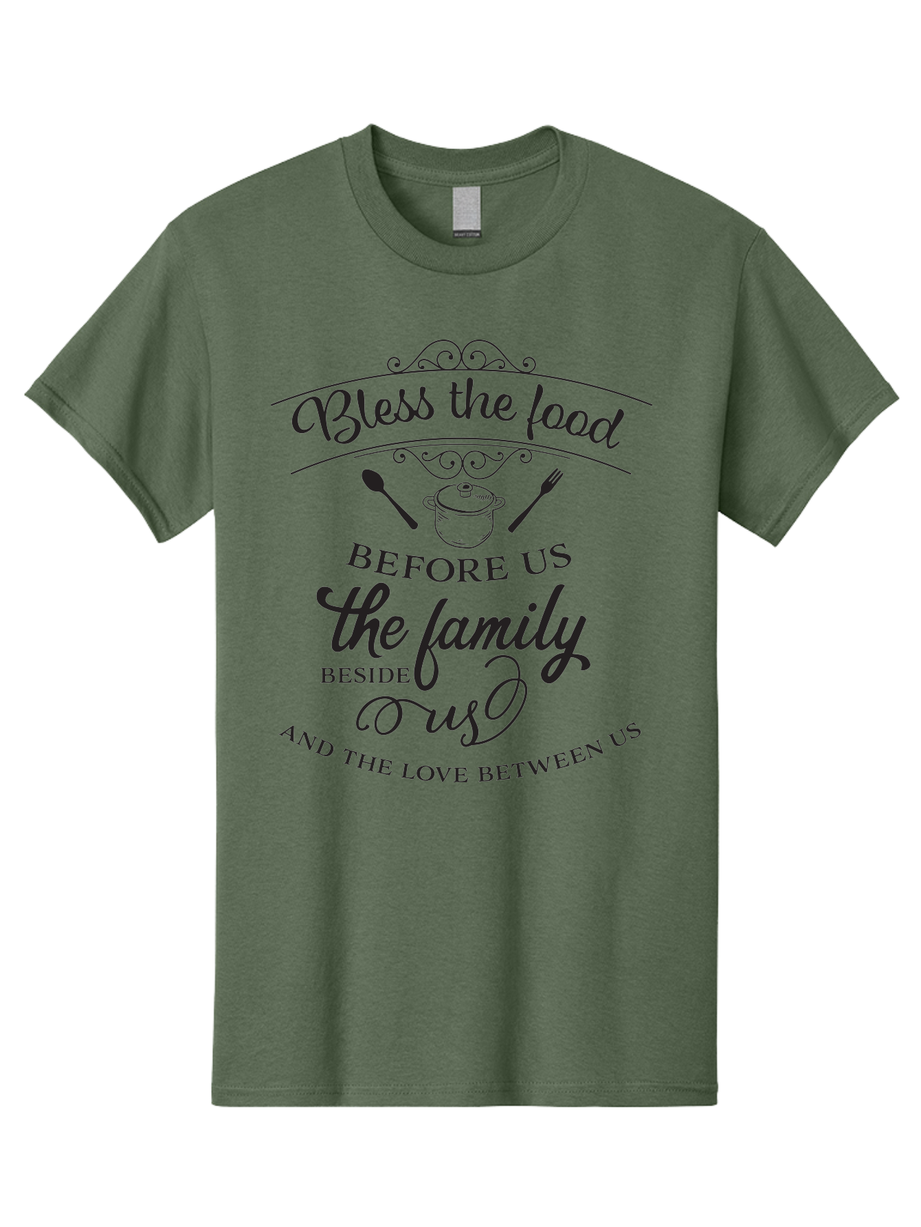 Bless-The-Food Men'S Graphic Tee, 100% Cotton, Comfortable Casual Summer Wear, Machine Washable, Family Dinner Quote, Blessing Before Meal, Gratitude, Love, Family Bonding, Kitchen Decor, Inspirational Quote, Cooking Together, Dinner Time, Aac523 29