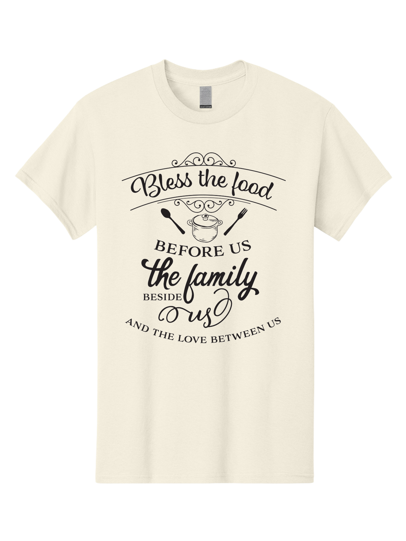 Bless-The-Food Men'S Graphic Tee, 100% Cotton, Comfortable Casual Summer Wear, Machine Washable, Family Dinner Quote, Blessing Before Meal, Gratitude, Love, Family Bonding, Kitchen Decor, Inspirational Quote, Cooking Together, Dinner Time, Aac523 27