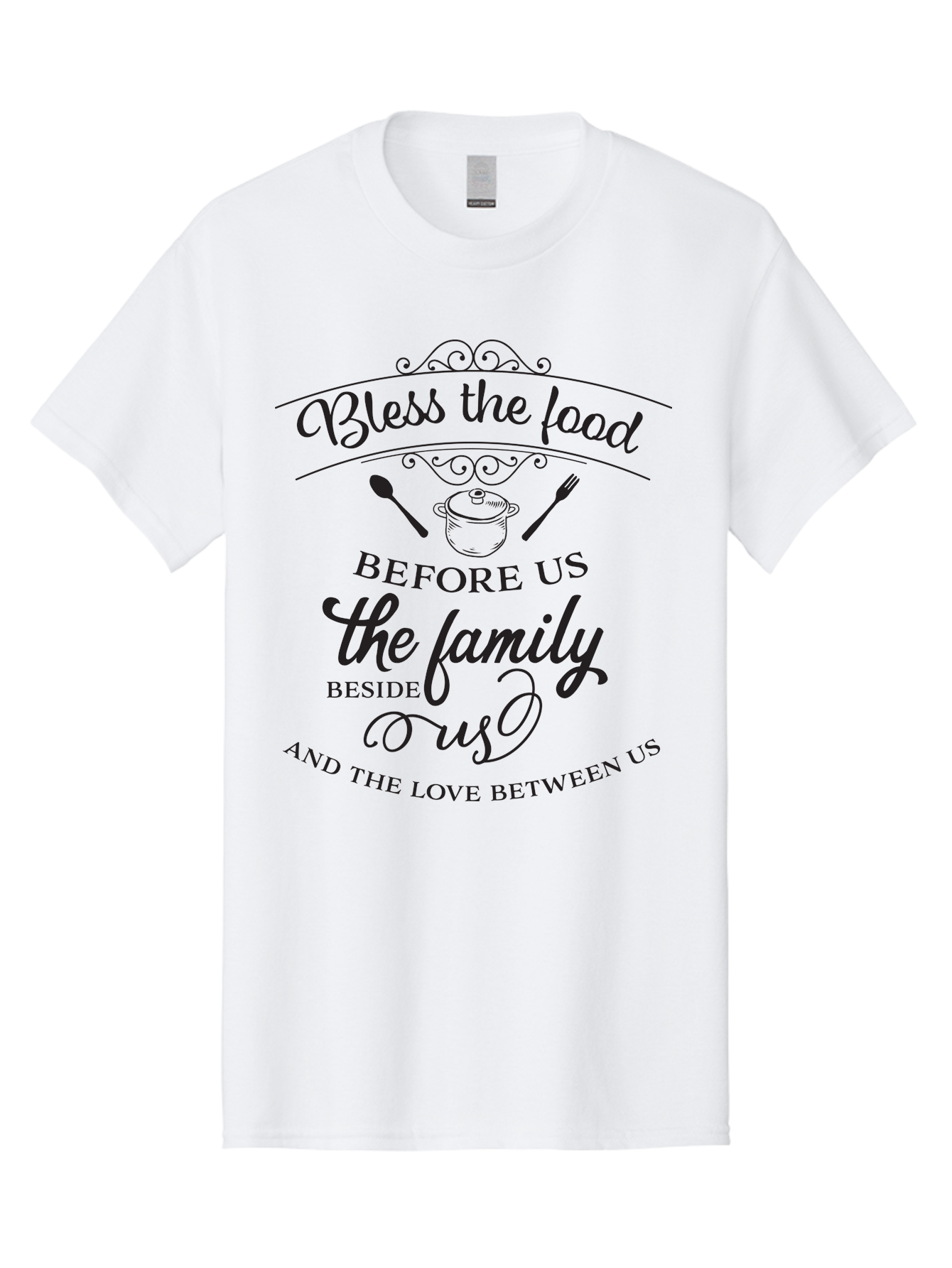 Bless-The-Food Men'S Graphic Tee, 100% Cotton, Comfortable Casual Summer Wear, Machine Washable, Family Dinner Quote, Blessing Before Meal, Gratitude, Love, Family Bonding, Kitchen Decor, Inspirational Quote, Cooking Together, Dinner Time, Aac523 13