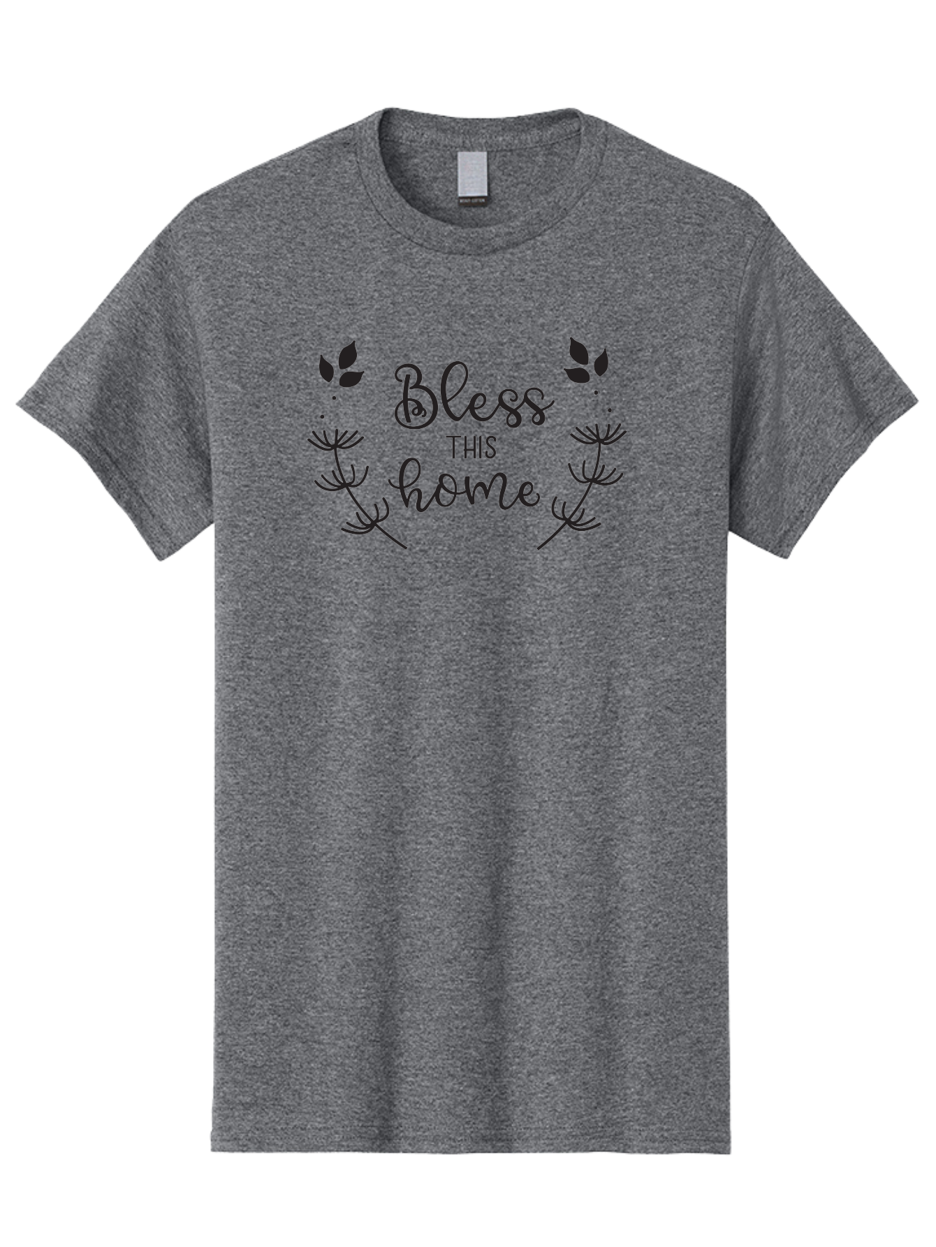 Bless-This-Home Men'S Graphic Tee, 100% Cotton, Comfortable Casual Summer Wear, Machine Washable, Bless This Home, Home Decor, Inspirational Quote, Floral Design, Dandelion Graphics, Home Blessing, Positive Vibes, Wall Art, Motivational Quote, Aac524 13