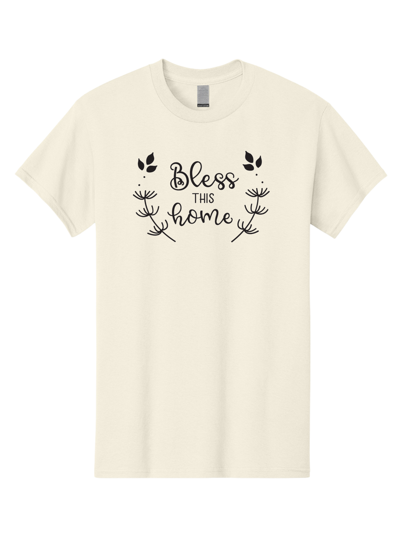 Bless-This-Home Men'S Graphic Tee, 100% Cotton, Comfortable Casual Summer Wear, Machine Washable, Bless This Home, Home Decor, Inspirational Quote, Floral Design, Dandelion Graphics, Home Blessing, Positive Vibes, Wall Art, Motivational Quote, Aac524 17