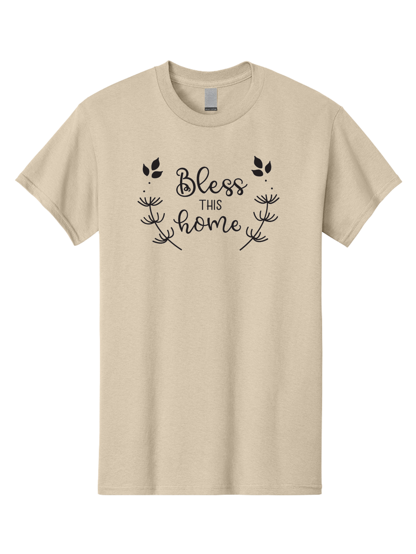 Bless-This-Home Men'S Graphic Tee, 100% Cotton, Comfortable Casual Summer Wear, Machine Washable, Bless This Home, Home Decor, Inspirational Quote, Floral Design, Dandelion Graphics, Home Blessing, Positive Vibes, Wall Art, Motivational Quote, Aac524 23