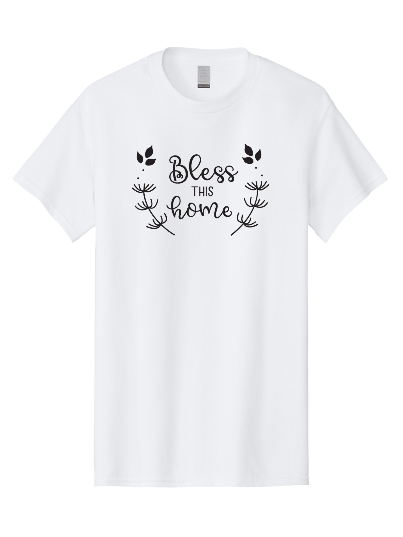 Bless-This-Home Men'S Graphic Tee, 100% Cotton, Comfortable Casual Summer Wear, Machine Washable, Bless This Home, Home Decor, Inspirational Quote, Floral Design, Dandelion Graphics, Home Blessing, Positive Vibes, Wall Art, Motivational Quote, Aac524 1