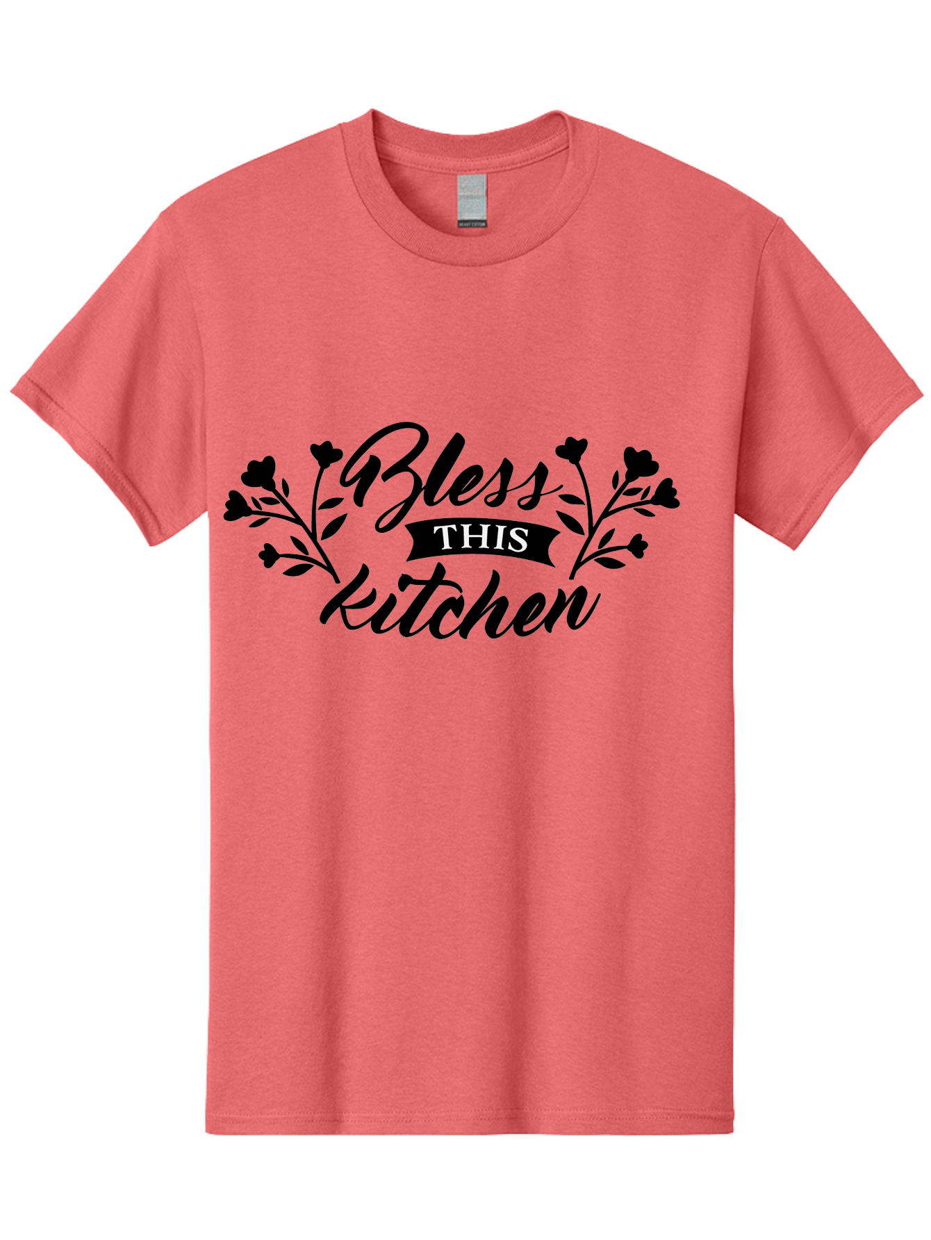 Bless-This-Kitchen Men'S Graphic Tee, 100% Cotton, Comfortable Casual Summer Wear, Machine Washable, Kitchen Decor, Floral Designs, Inspirational Quotes, Home Blessings, Kitchen Wall Art, Cursive Text, Kitchen Decor Ideas, Home Decor, Aac525 15