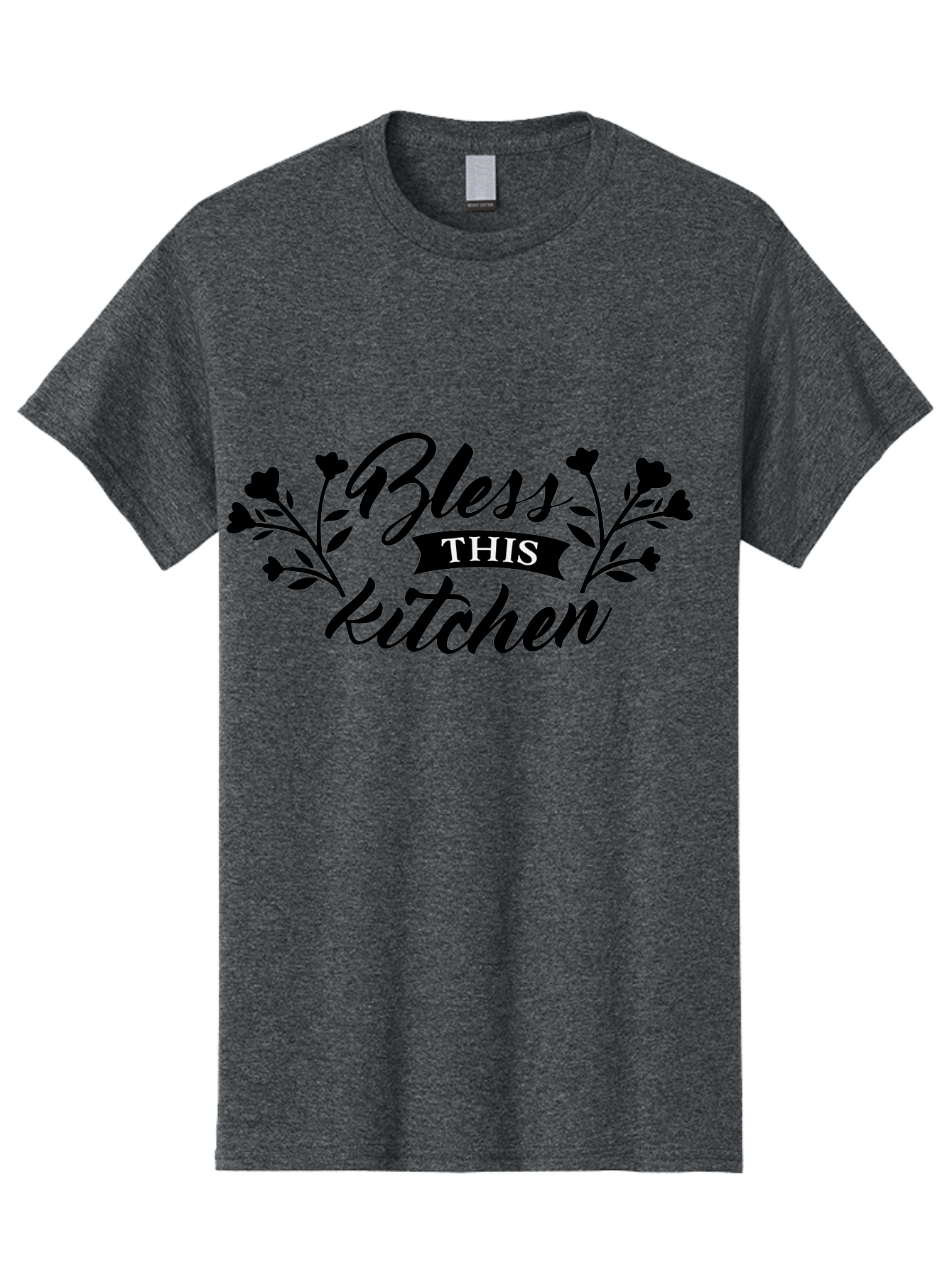 Bless-This-Kitchen Men'S Graphic Tee, 100% Cotton, Comfortable Casual Summer Wear, Machine Washable, Kitchen Decor, Floral Designs, Inspirational Quotes, Home Blessings, Kitchen Wall Art, Cursive Text, Kitchen Decor Ideas, Home Decor, Aac525 29
