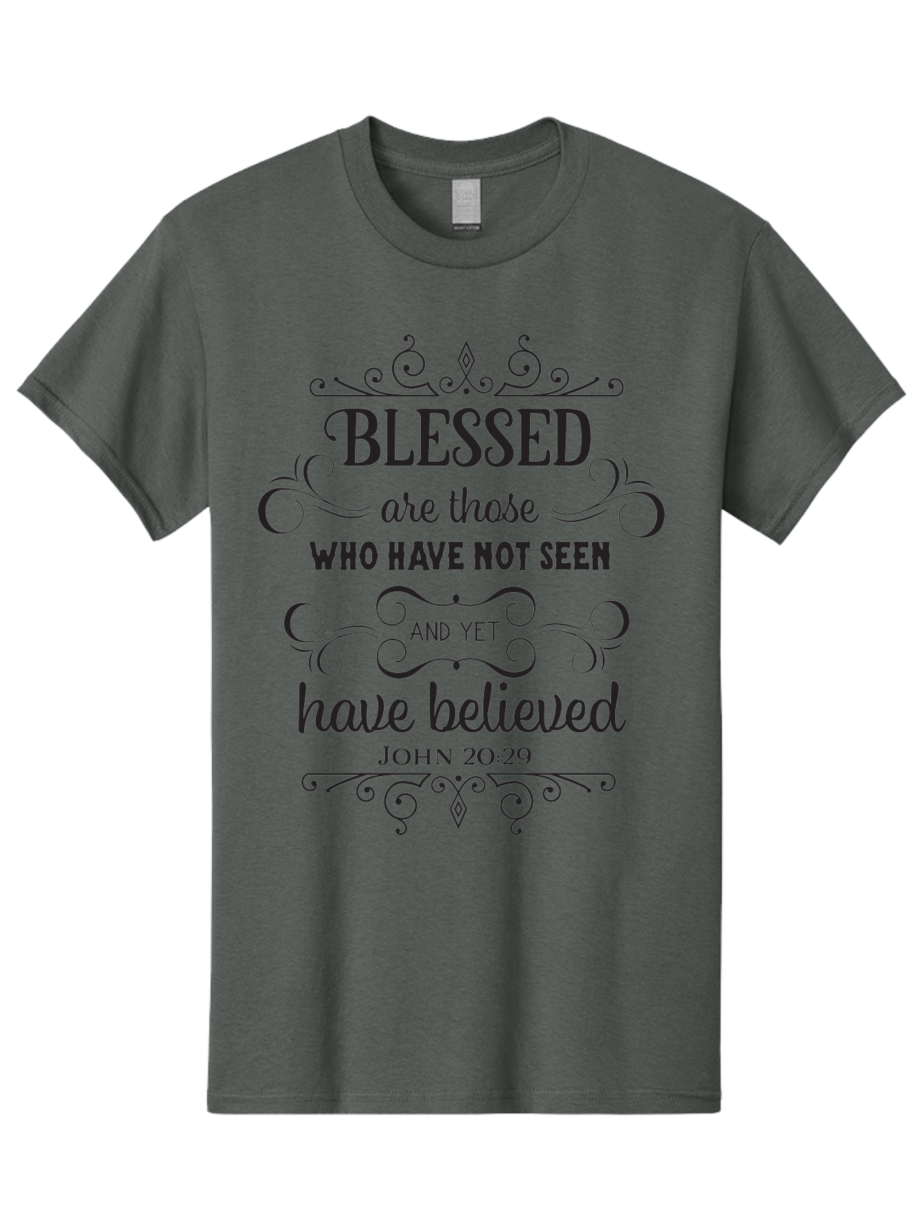 Blessed-Are-Those Men'S Graphic Tee, 100% Cotton, Comfortable Casual Summer Wear, Machine Washable, Inspirational Quote, Faith-Based Message, Biblical Scripture, John 20:29, Blessed Are Those Who Have Not Seen And Yet Have Believed, Aac526 17