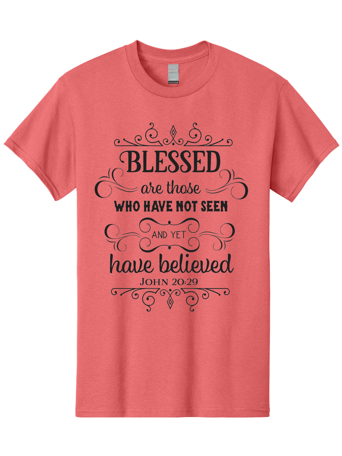 Blessed-Are-Those Men'S Graphic Tee, 100% Cotton, Comfortable Casual Summer Wear, Machine Washable, Inspirational Quote, Faith-Based Message, Biblical Scripture, John 20:29, Blessed Are Those Who Have Not Seen And Yet Have Believed, Aac526 15