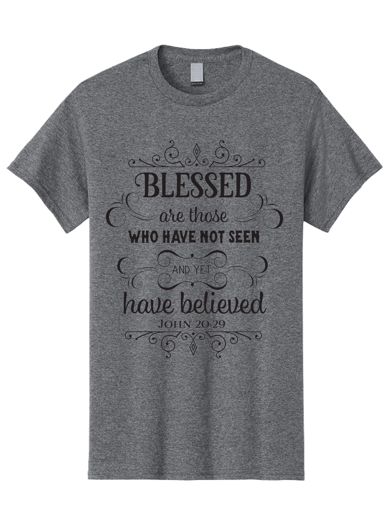 Blessed-Are-Those Men'S Graphic Tee, 100% Cotton, Comfortable Casual Summer Wear, Machine Washable, Inspirational Quote, Faith-Based Message, Biblical Scripture, John 20:29, Blessed Are Those Who Have Not Seen And Yet Have Believed, Aac526 5