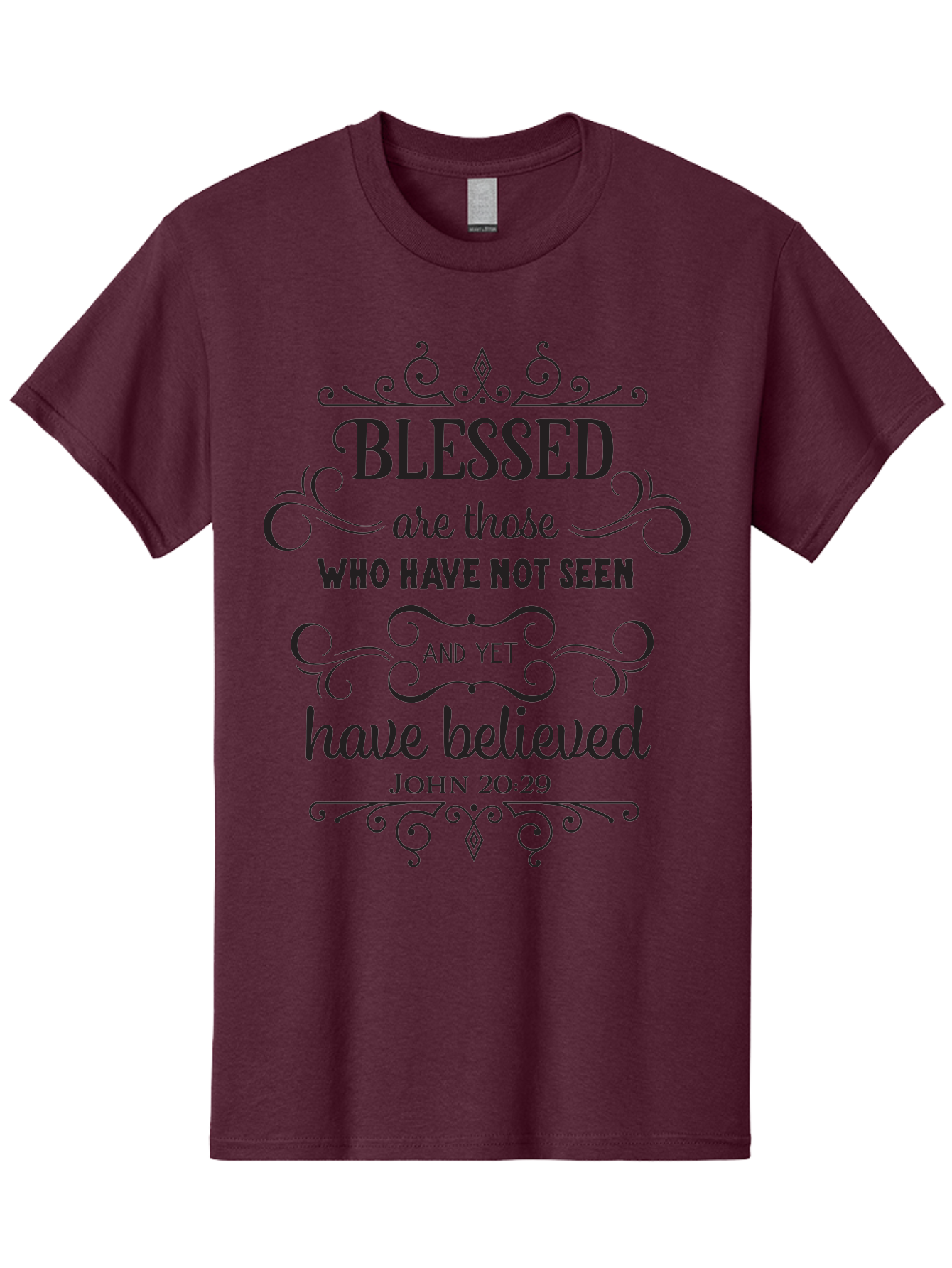 Blessed-Are-Those Men'S Graphic Tee, 100% Cotton, Comfortable Casual Summer Wear, Machine Washable, Inspirational Quote, Faith-Based Message, Biblical Scripture, John 20:29, Blessed Are Those Who Have Not Seen And Yet Have Believed, Aac526 29
