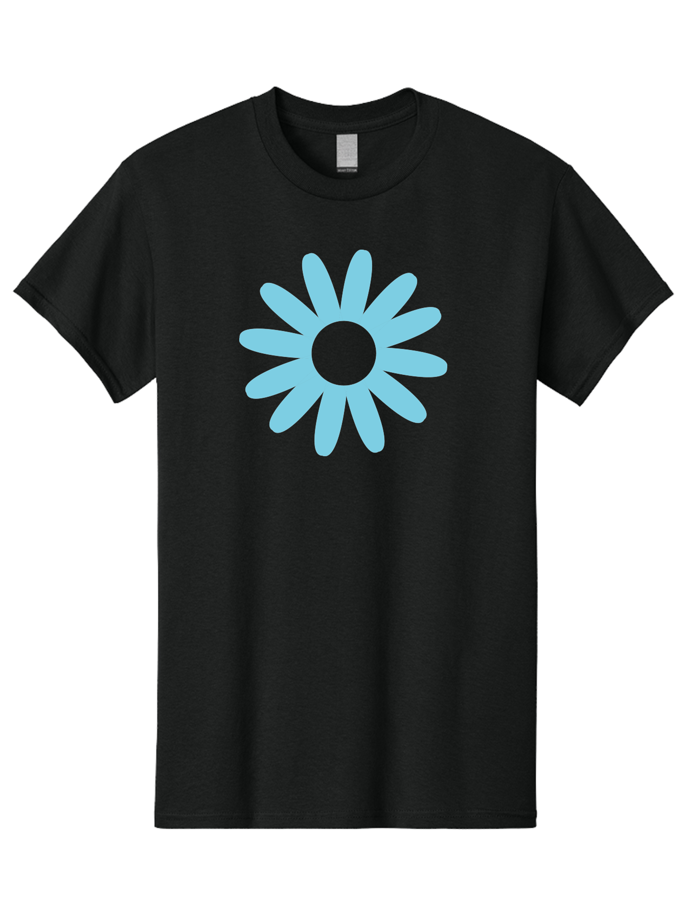 Blue-Flower Men'S Graphic Tee, 100% Cotton, Comfortable Casual Summer Wear, Machine Washable, Blue Flower, Simple Design, Minimalist Art, Floral Pattern, Light Blue Petals, Abstract Flower, Modern Graphics Aac536 5